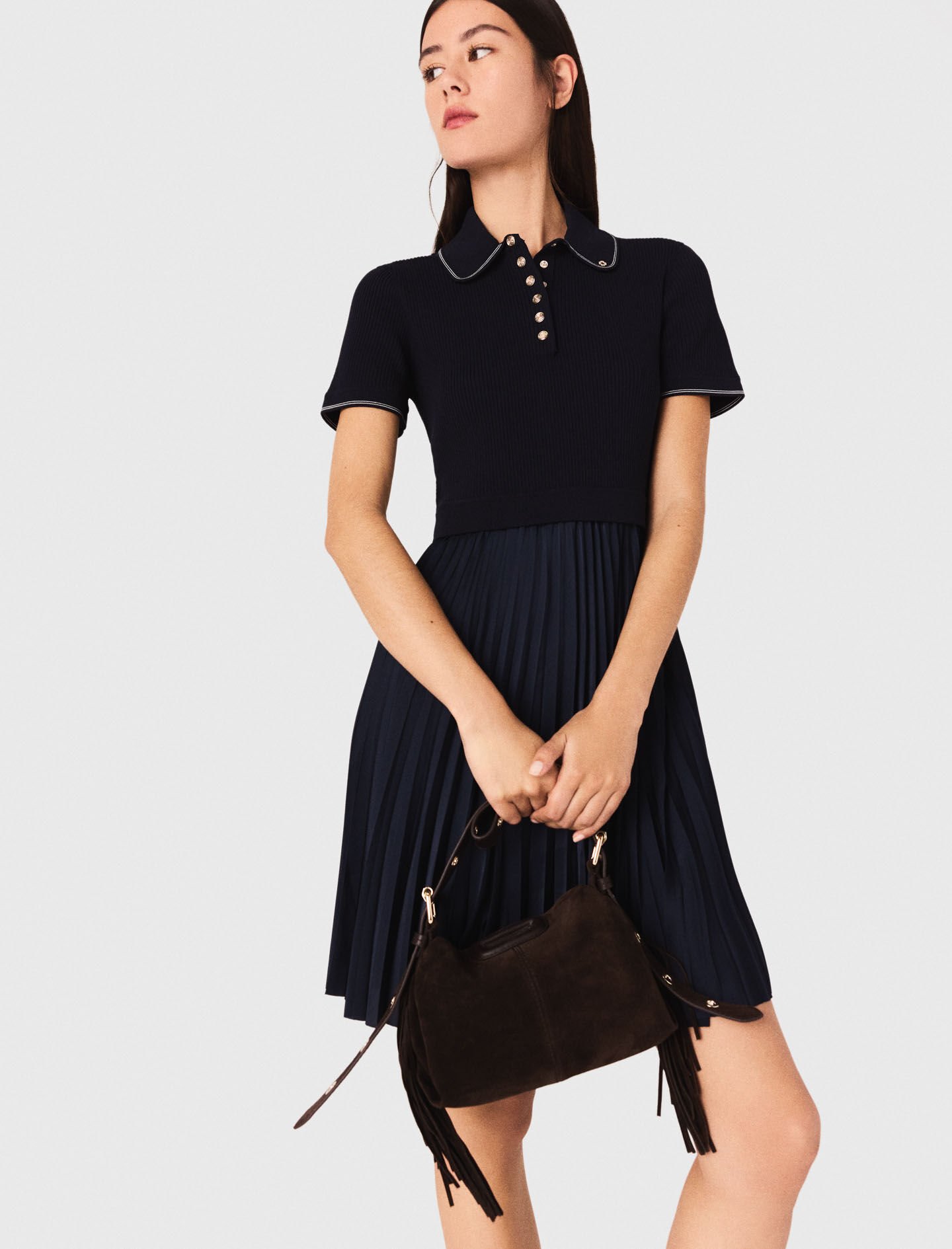 ワンピース Scalloped Polo Dress / navy Msize Scalloped Polo Dress / navy Msize