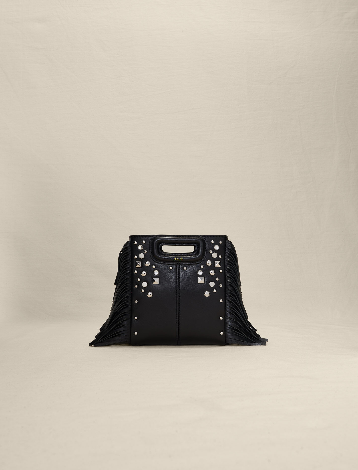 ★TOUT Y EST★ Suede Studded Mini Bag Black 5010515909 M suede bag with studs Black / Gray For Women | Maje