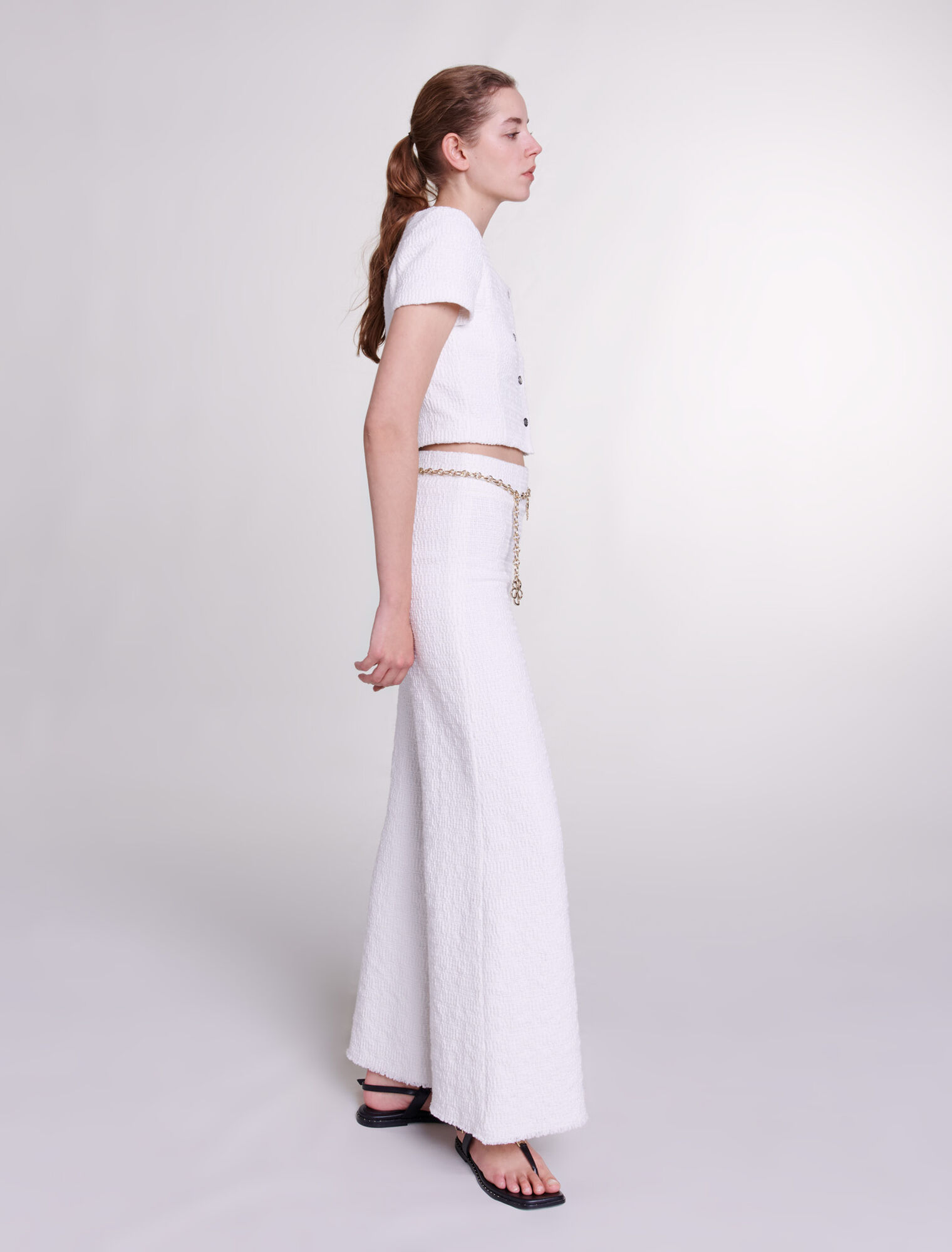 Pantalon large en tweed