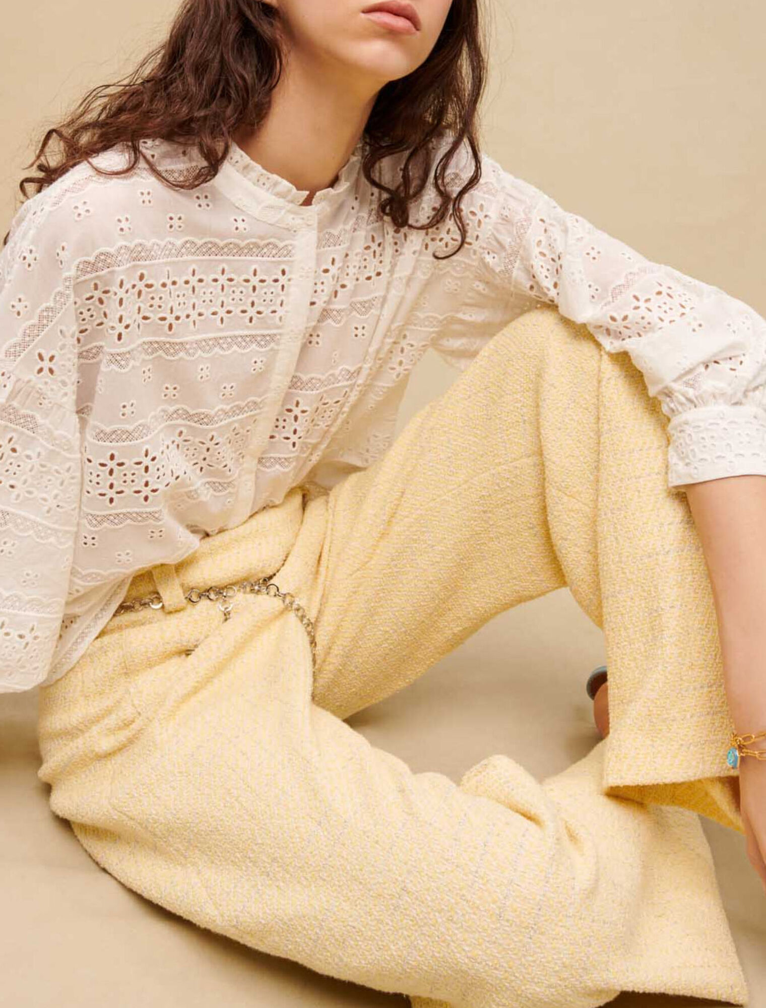 Blouse brodée en coton blanche
