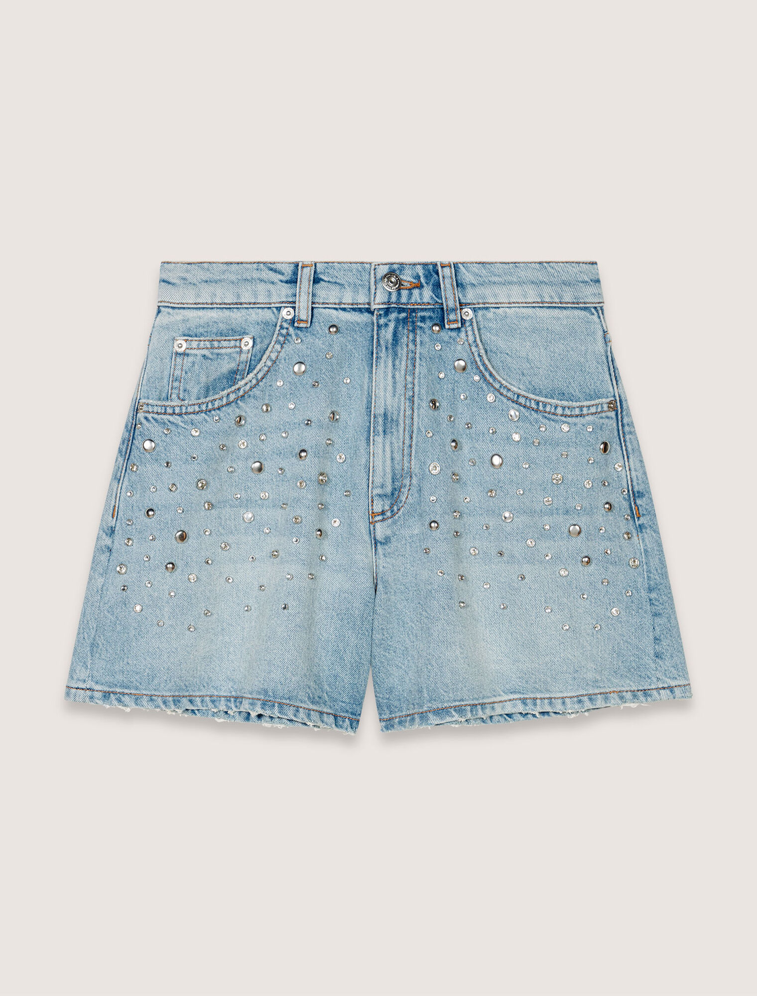 Short en denim à studs