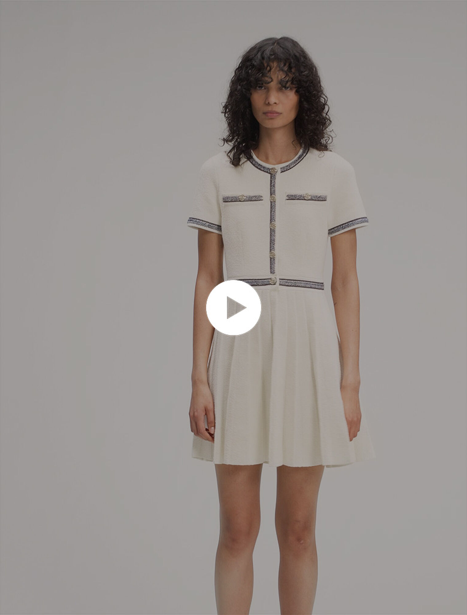 Pleated knit mini dress