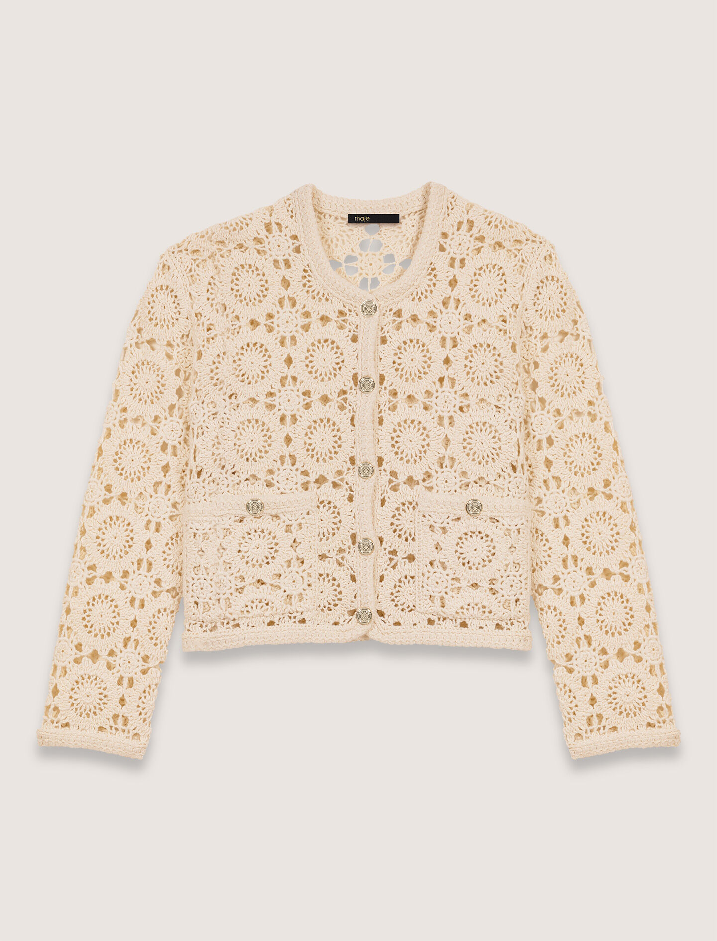 Crochet cropped cardigan White For Women | Maje