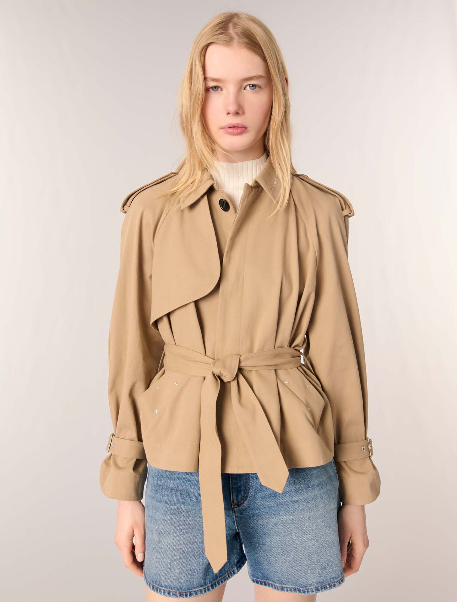 Short studded trench coat