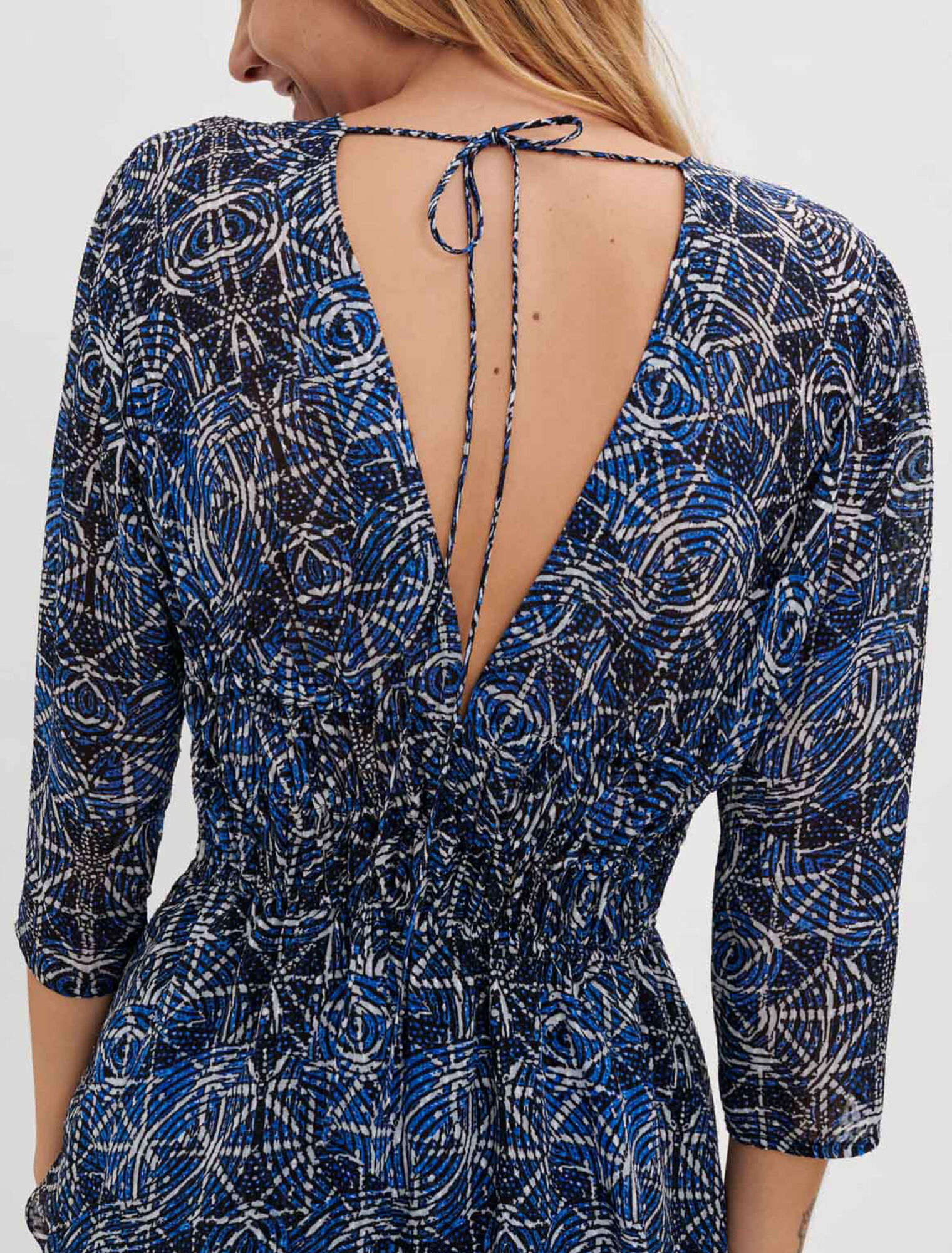 Robe à volants en viscose imprimée