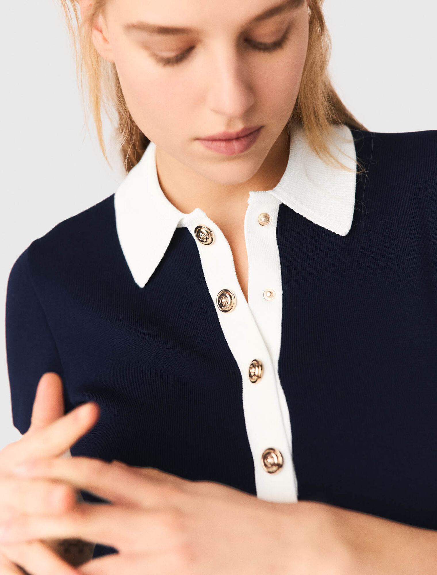 Contrast-trim polo dress