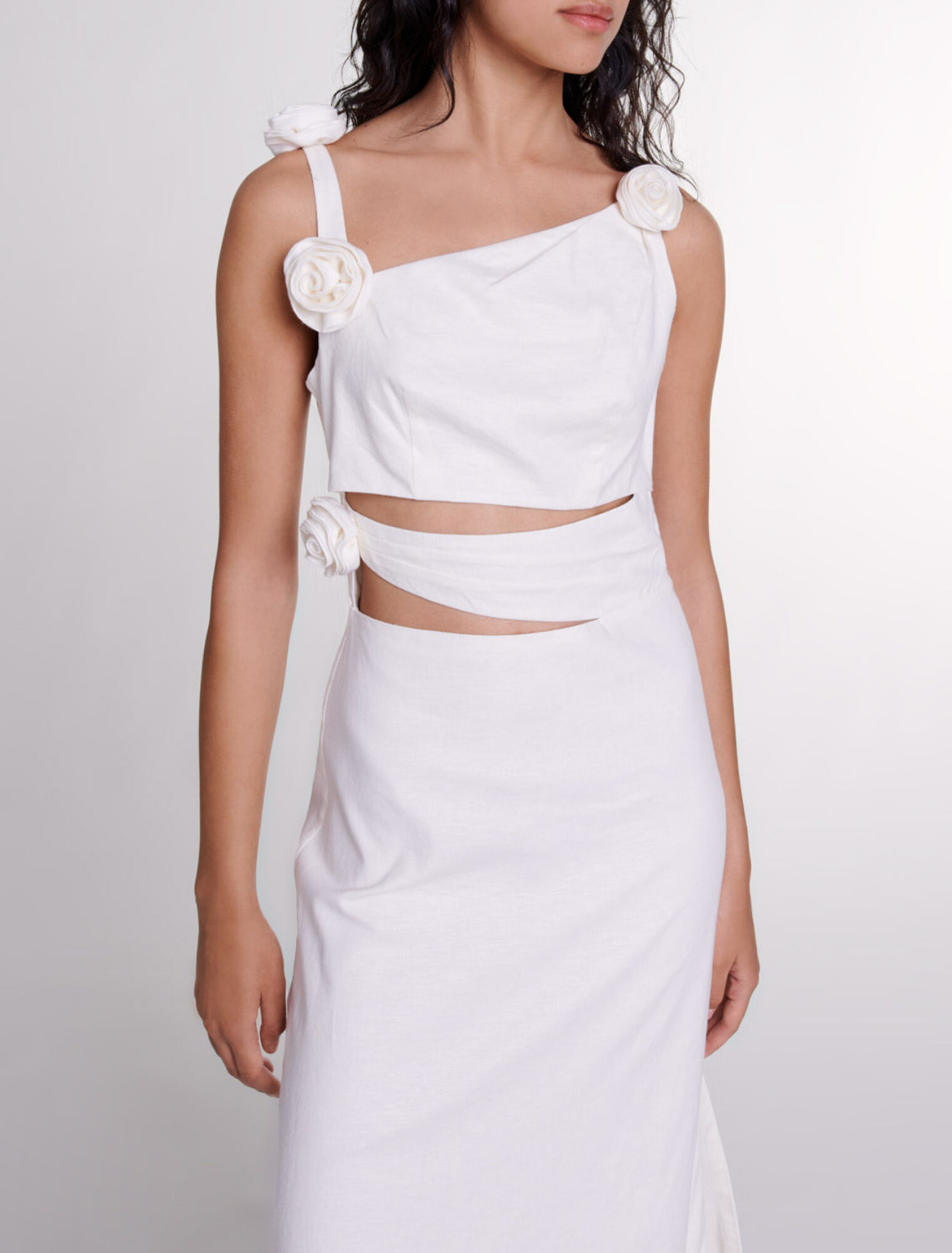 Openwork linen maxi dress