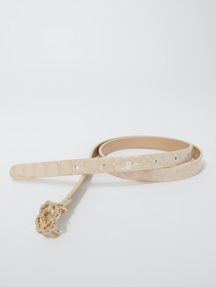 Ceinture fine en cuir à boucle Clover