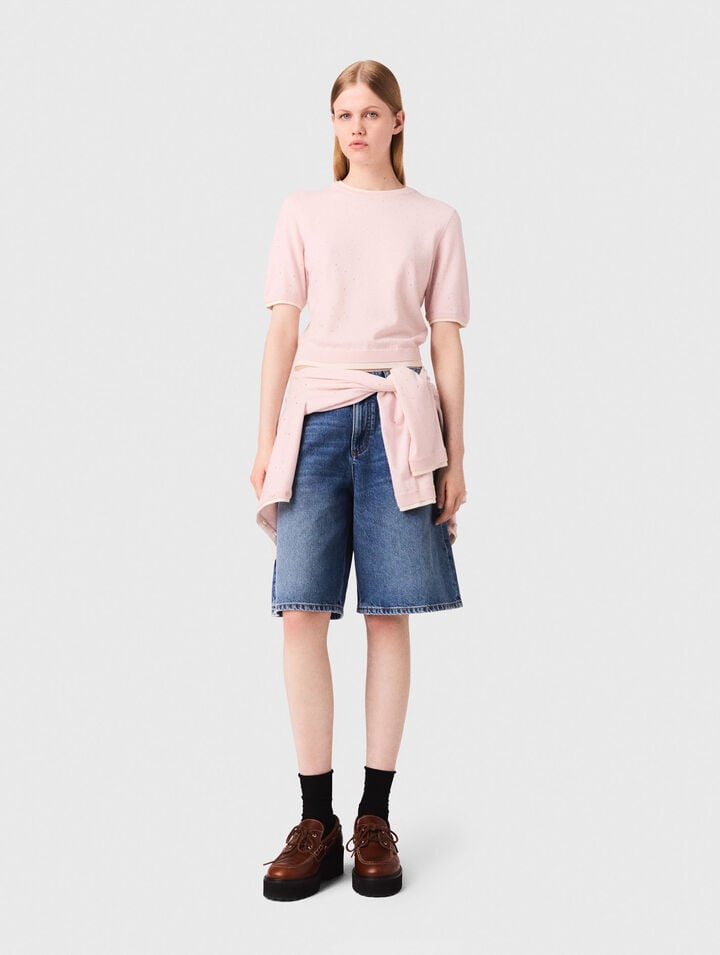100% wool short-sleeve sweater