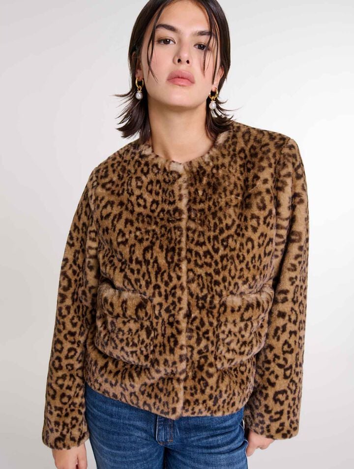 Veste courte en fausse fourrure