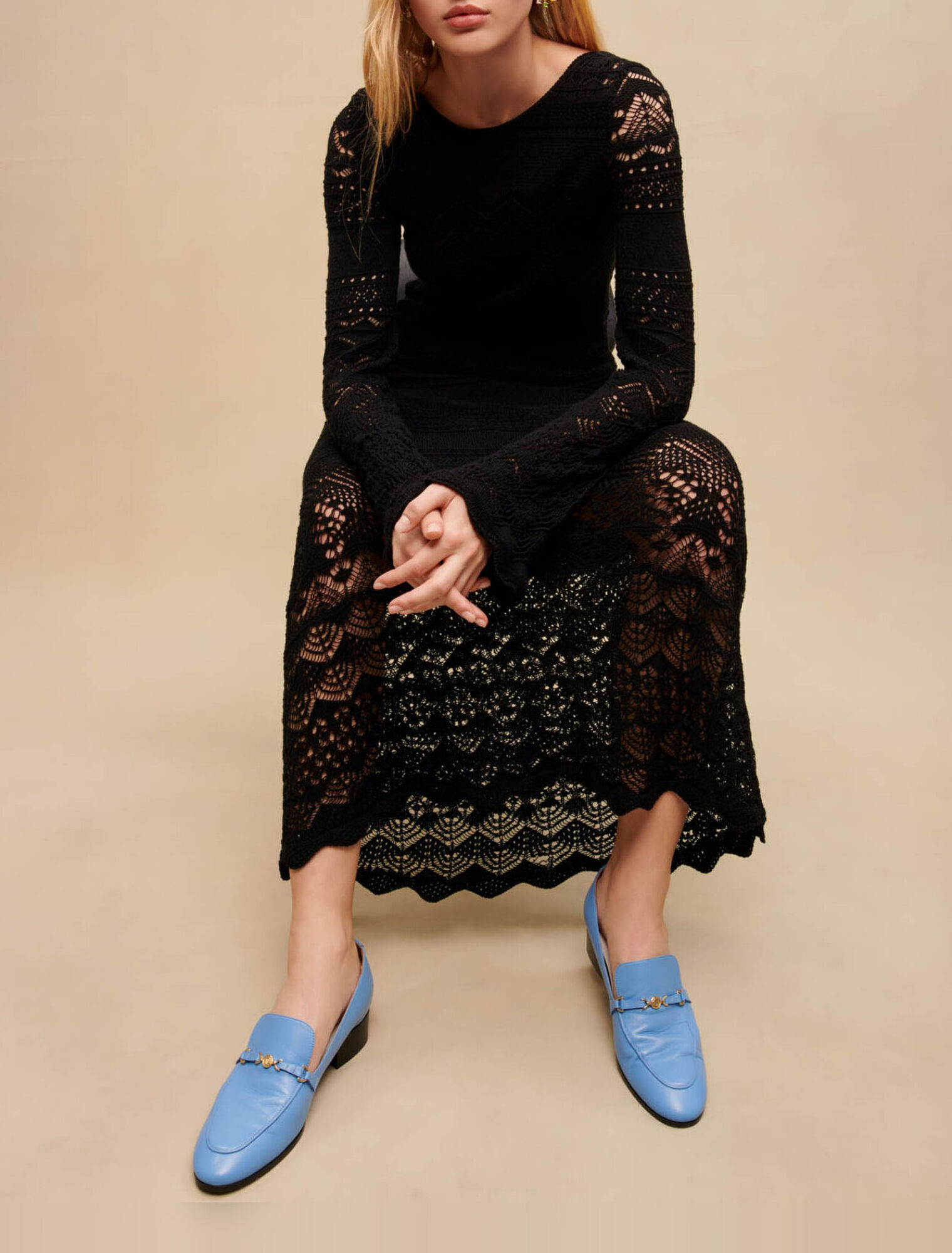 Robe longue en maille ajourée