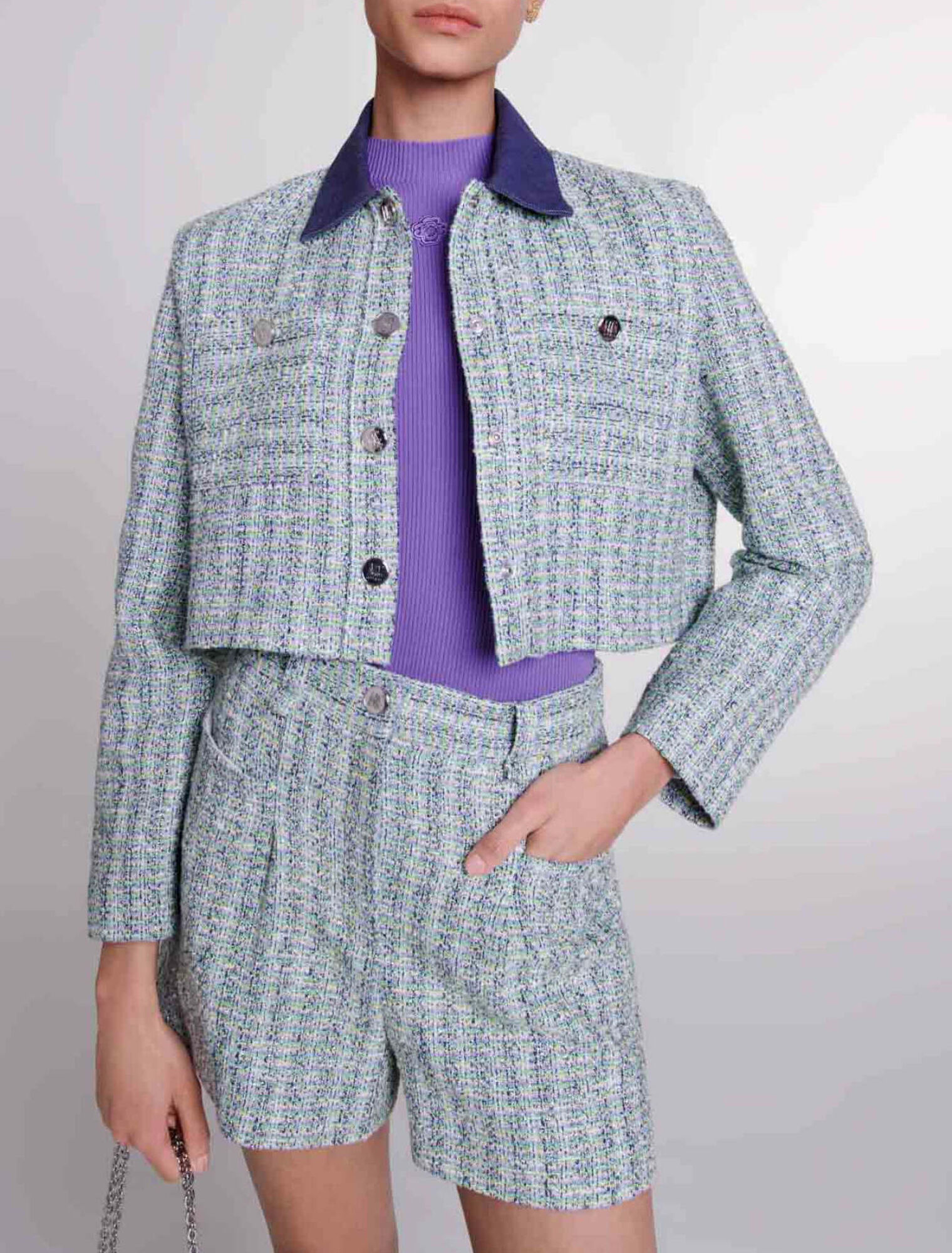 Veste courte en tweed contrasté Veste courte en tweed contrasté