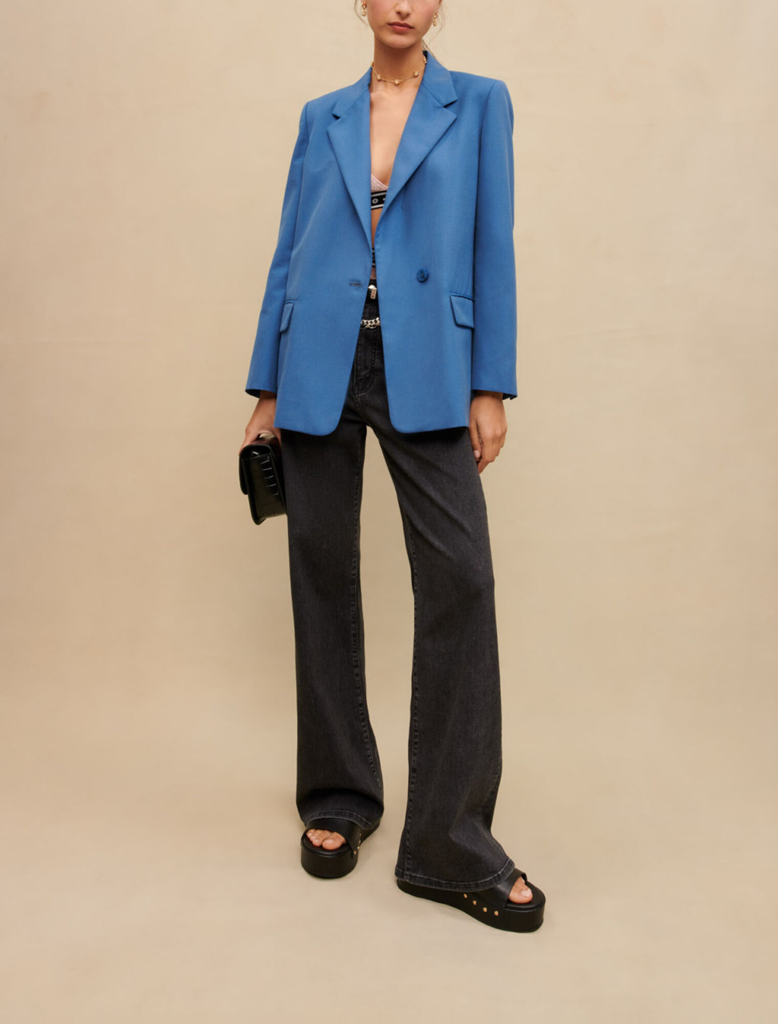 Veste de tailleur droite bleue