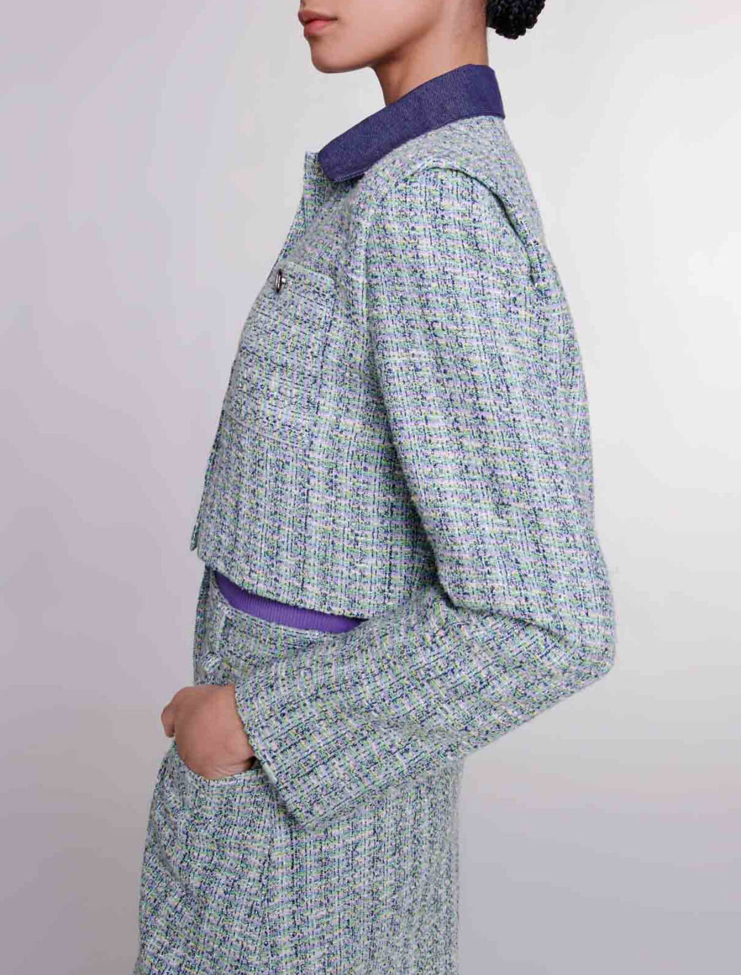 Veste courte en tweed contrasté Veste courte en tweed contrasté
