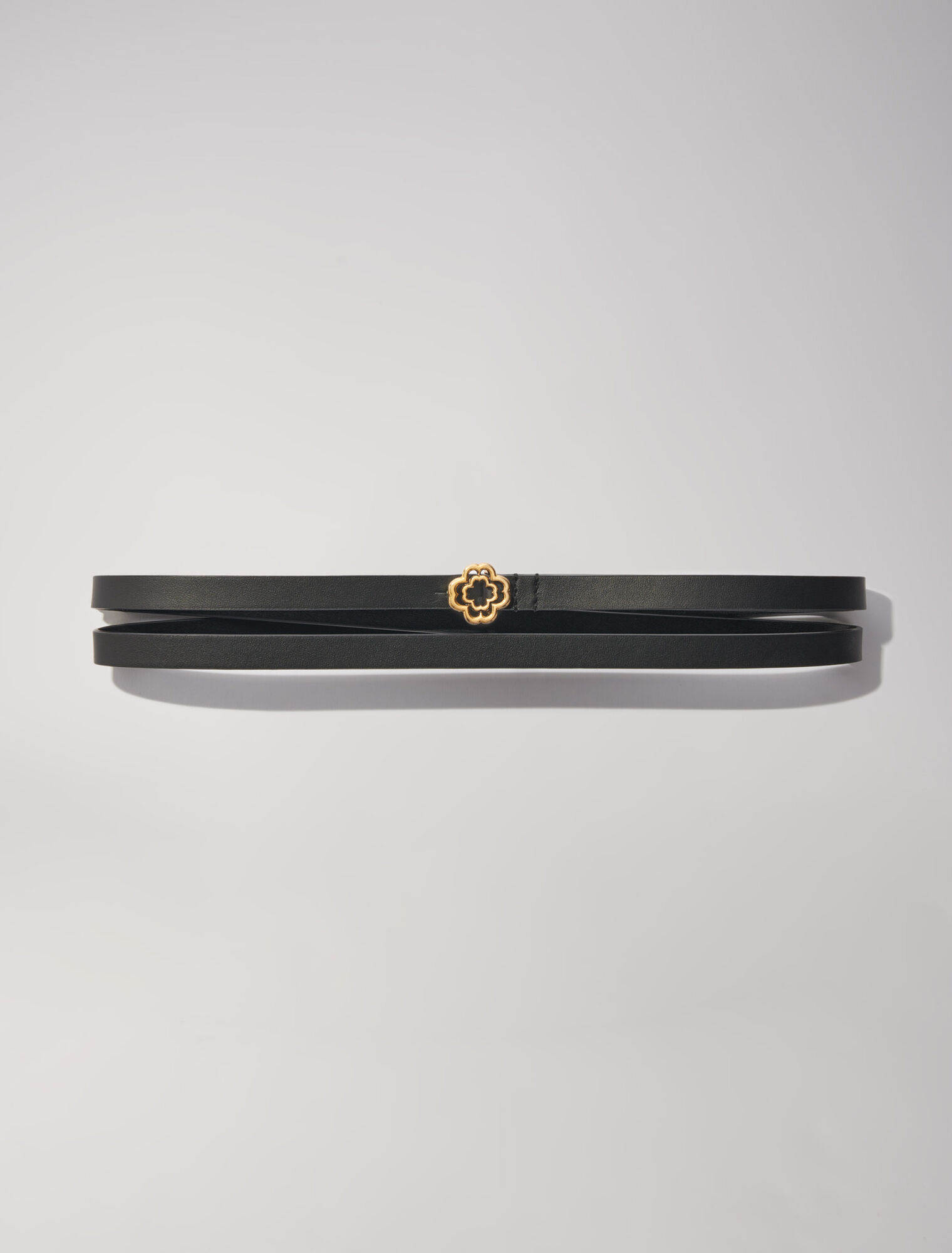 Ceinture fine en cuir double tour