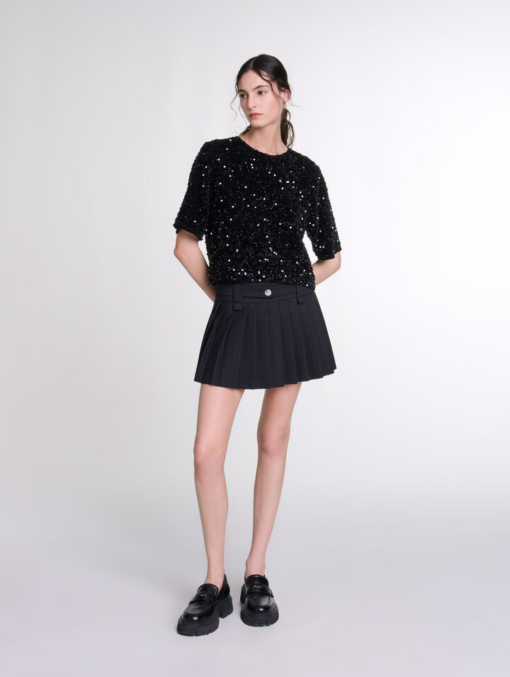 Sequinned velvet top