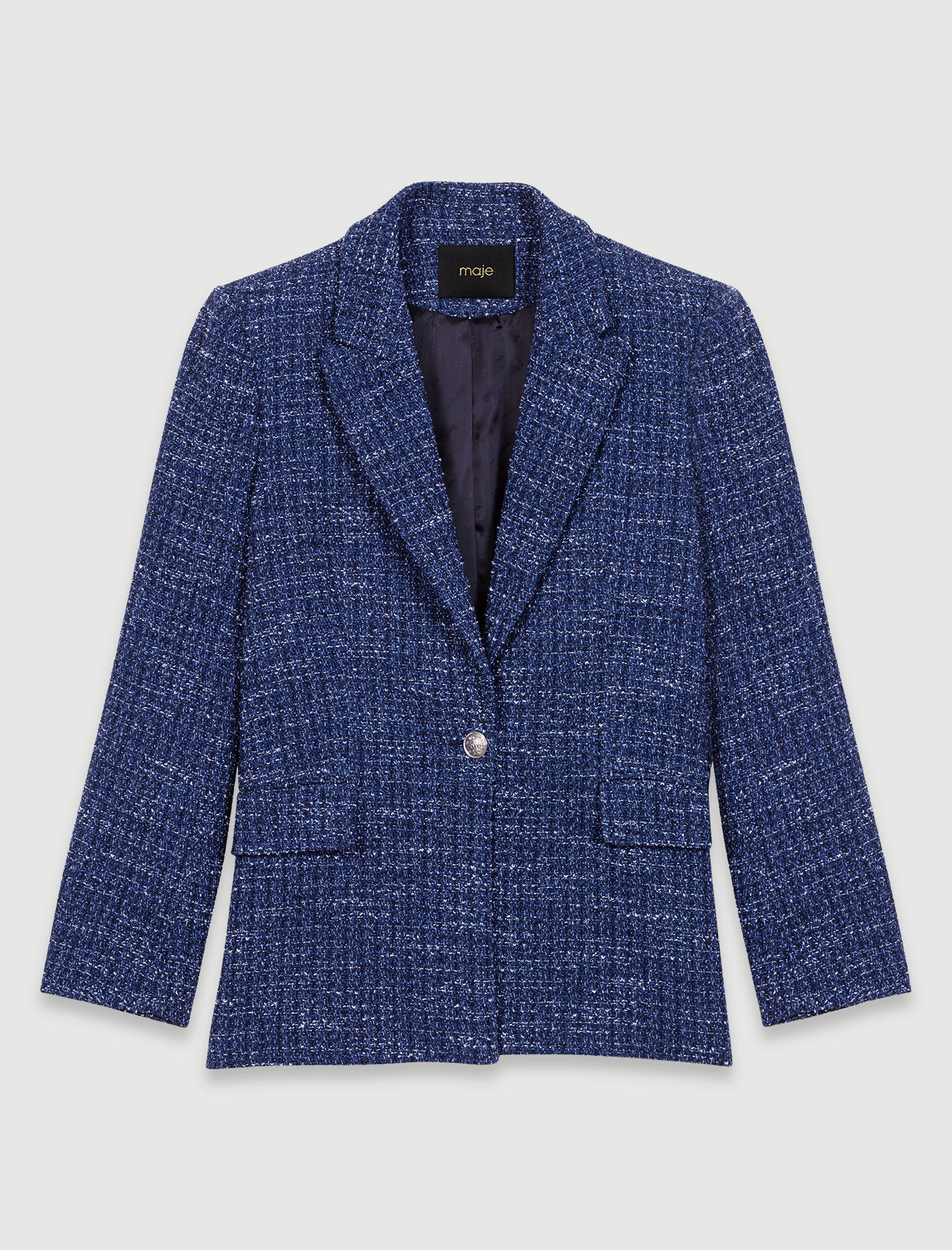 【タグ付新品未使用】ALUDE blue check tweed jacket タグ付新品未使用】ALUDE blue check tweed jacket - メルカリ