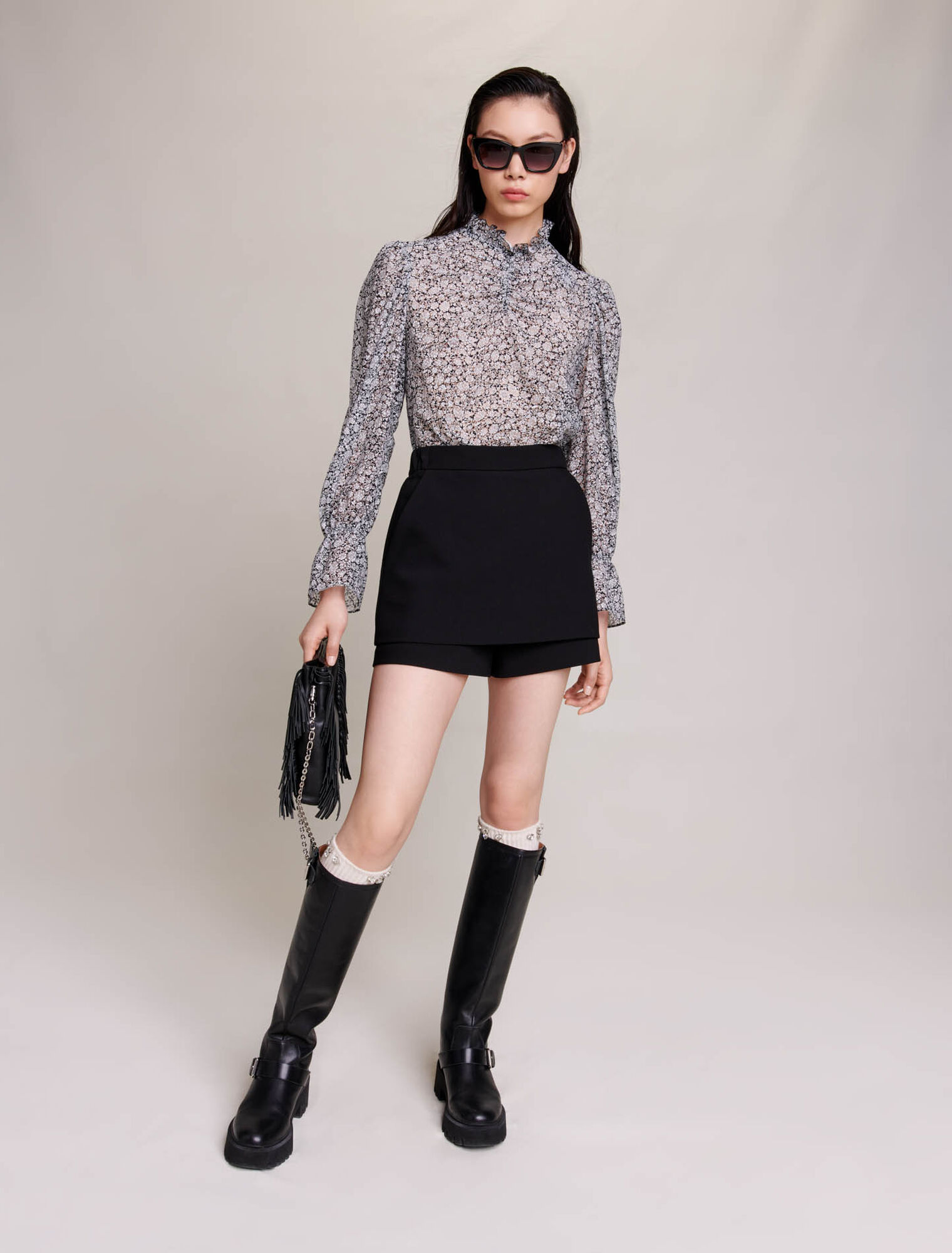 Short jupe en crêpe