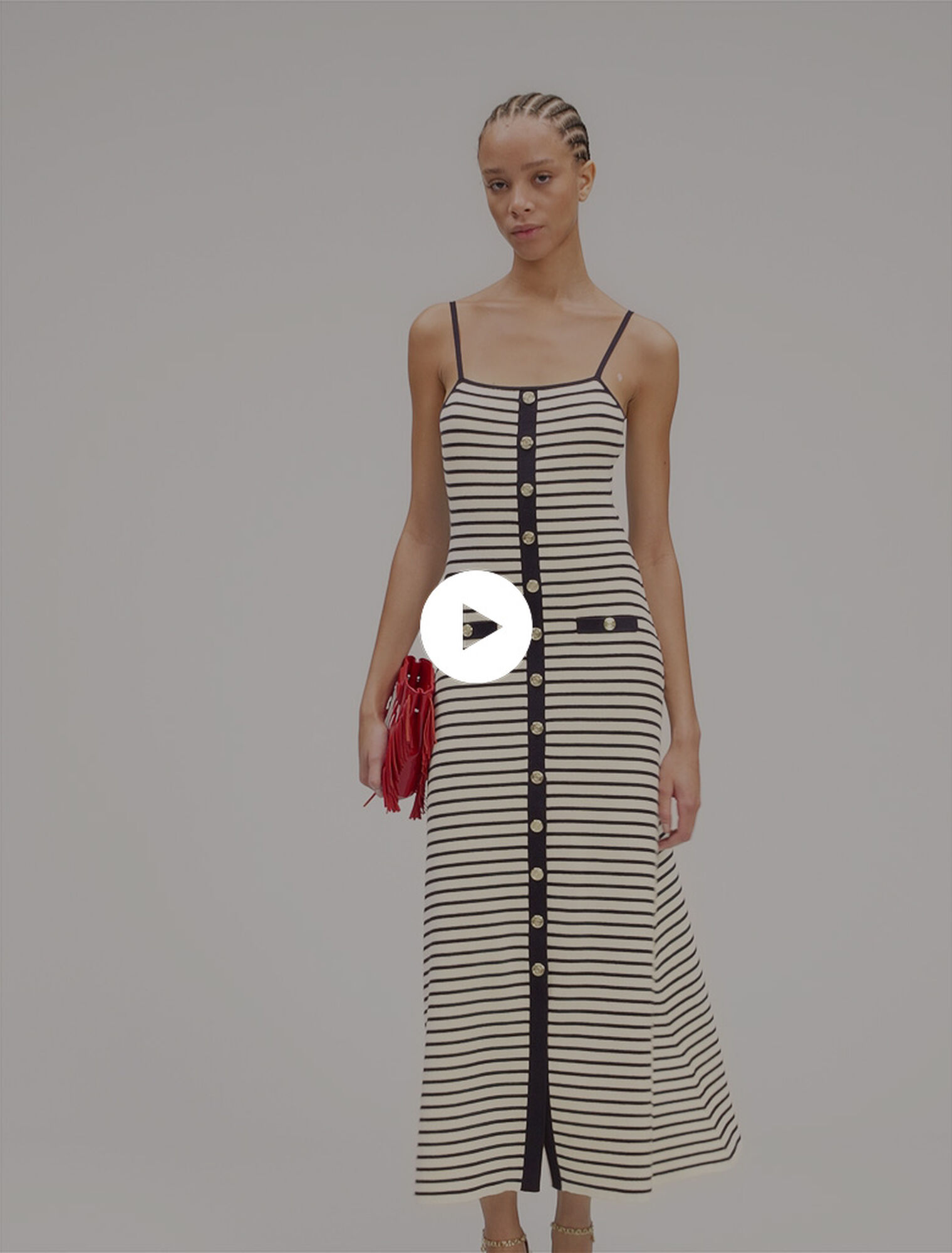 Robe longue en maille côtelée