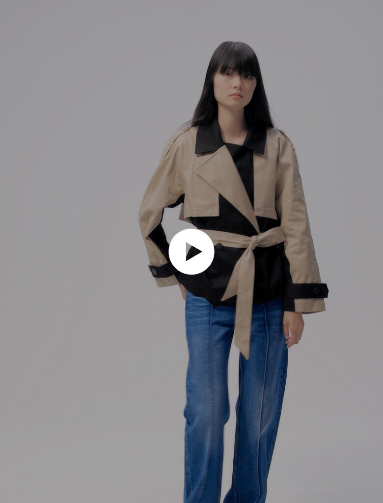 ジャケット・アウター OVER SHORT TRENCH COAT 2 Short two-tone trench coat