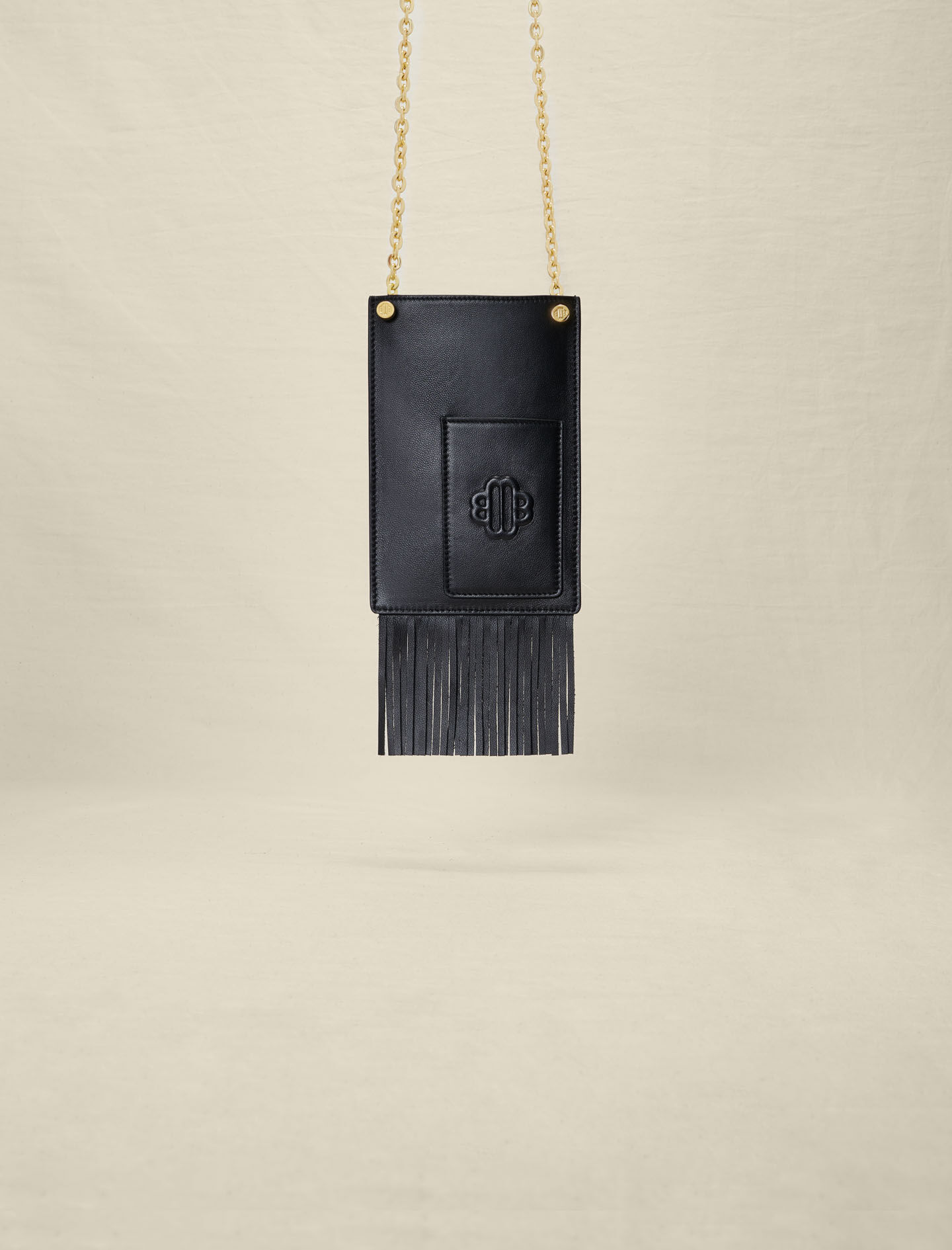 直営店に限定 Leather Maje | Women For Gray / Black bag phone fringe バッグ