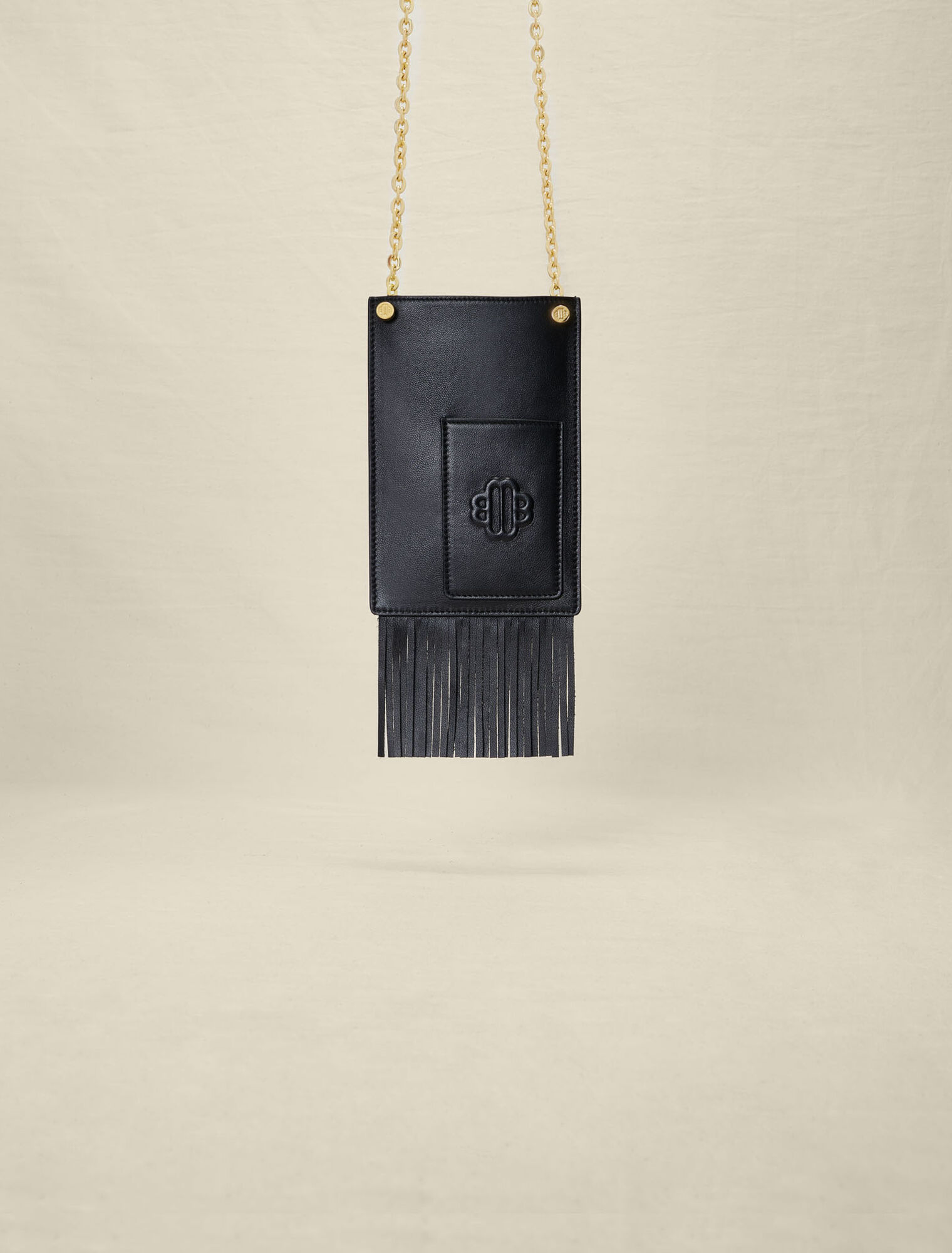 Leather fringe phone bag