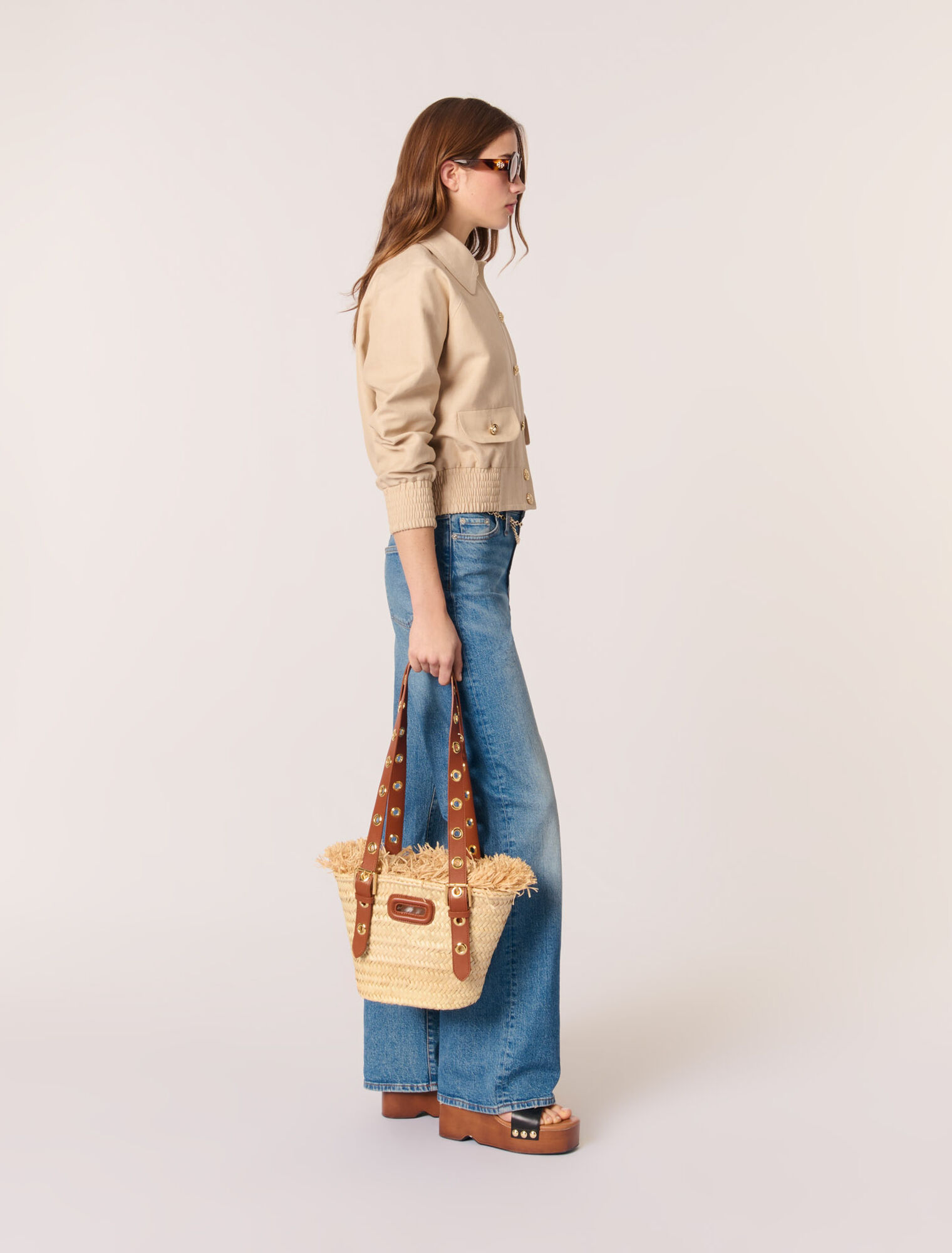 Blouson bomber en lin et coton