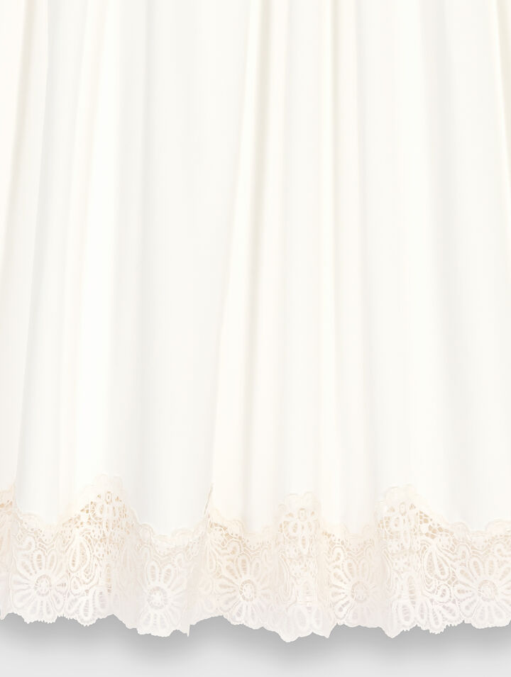 Jupe mi-longue en coton et dentelle