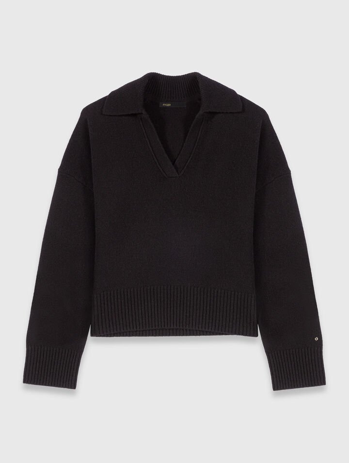 Pull à col polo ouvert