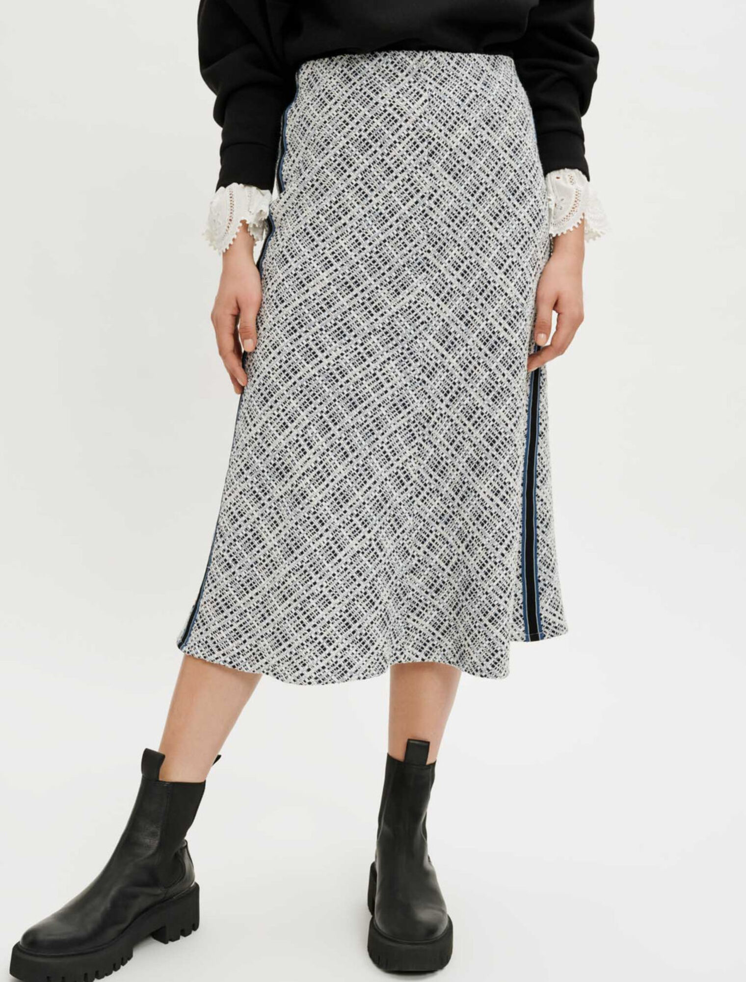 Jupe midi en tweed