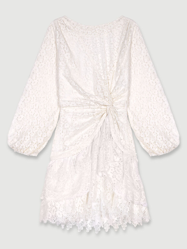Robe drapée en dentelle