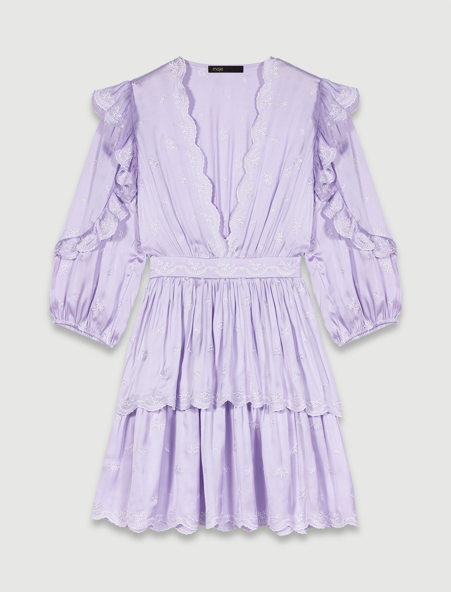 maje マージュ Embroidered satin dress ワンピース Embroidered satin dress