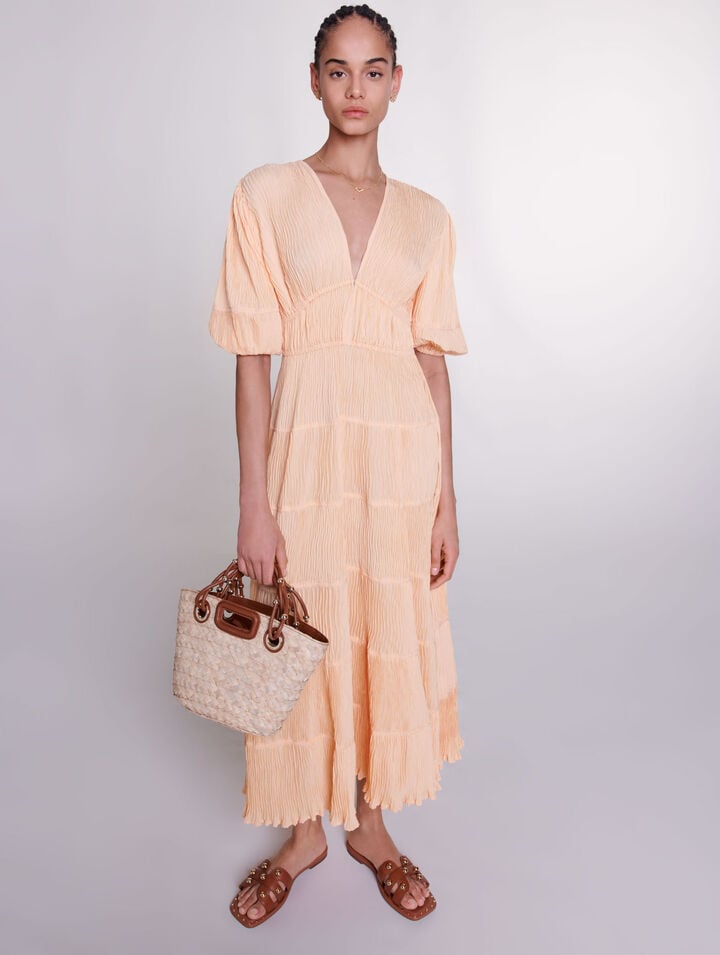 Robe longue plissée