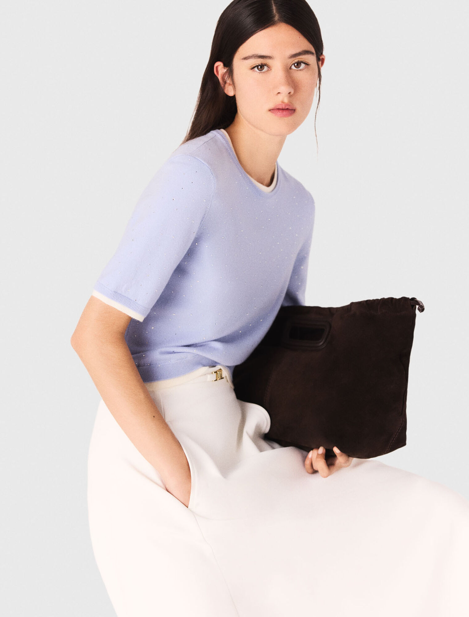 100% wool short-sleeve sweater