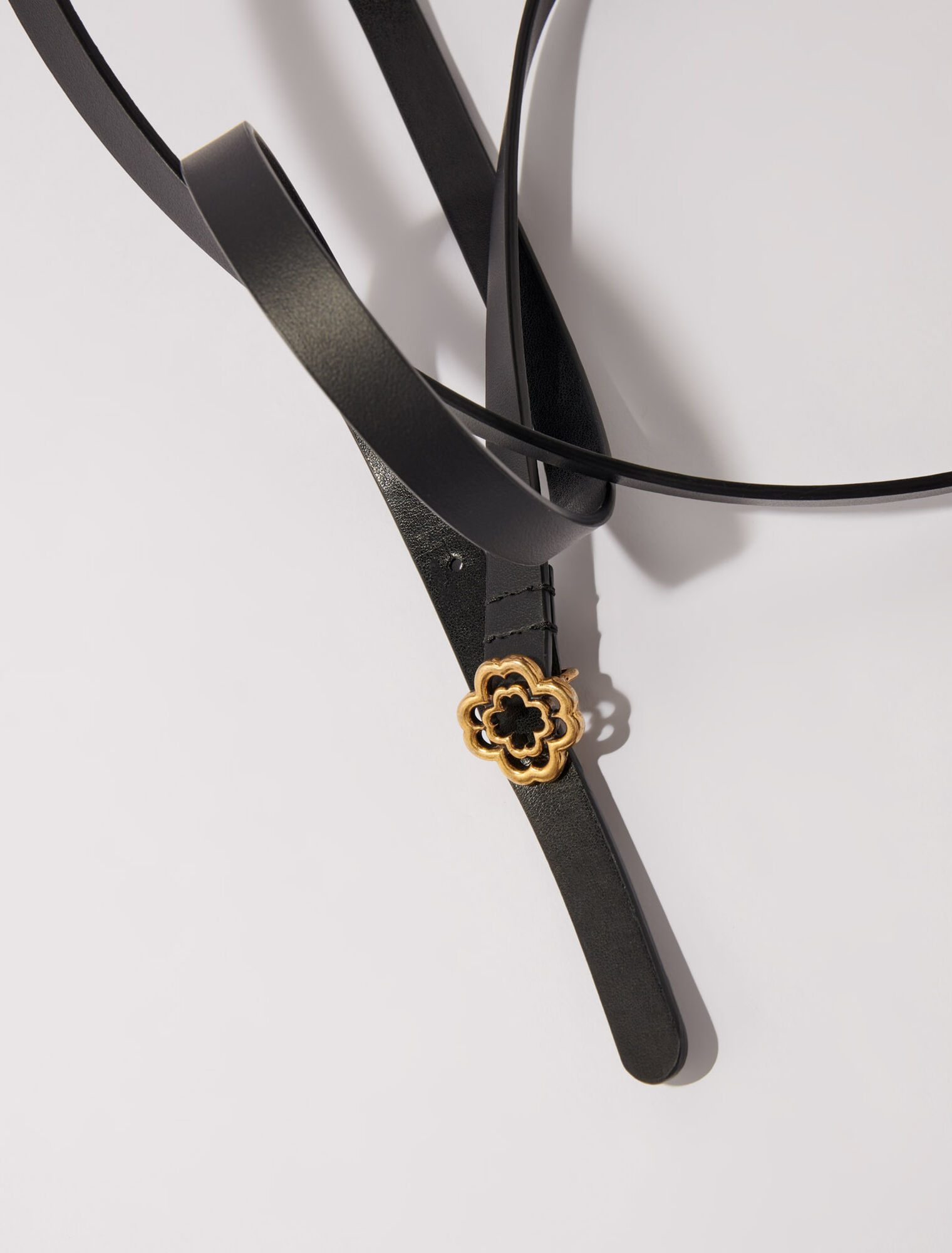 Ceinture fine en cuir double tour