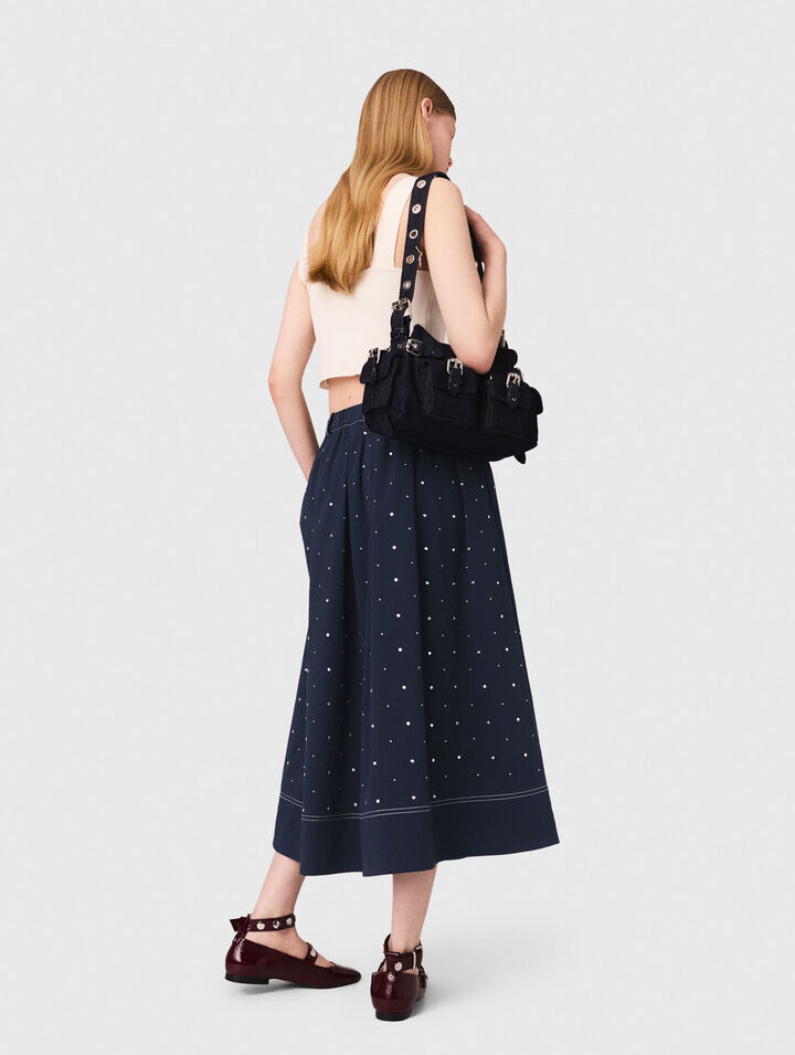 Long studded cotton skirt
