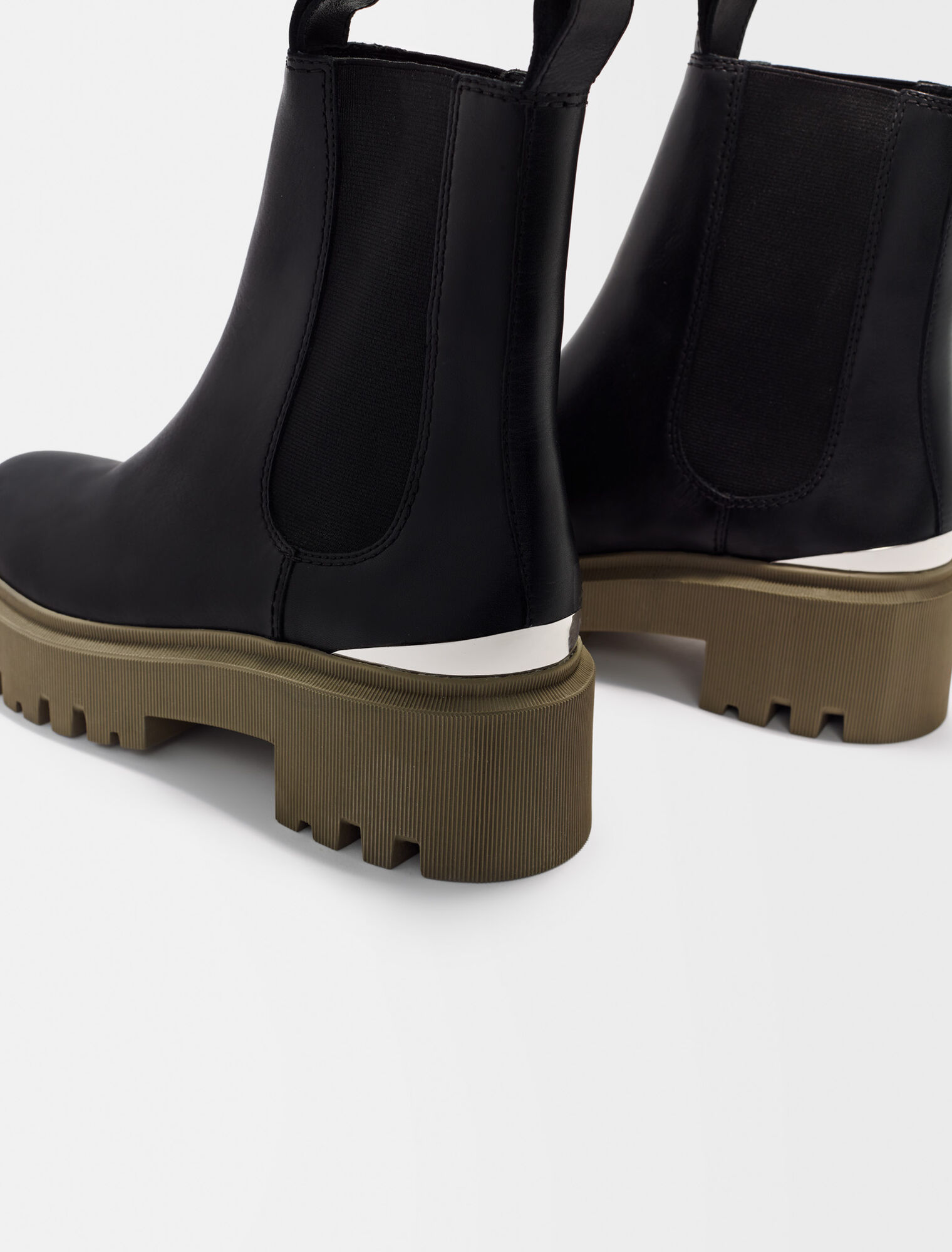 Bottines chelsea à plateforme kaki