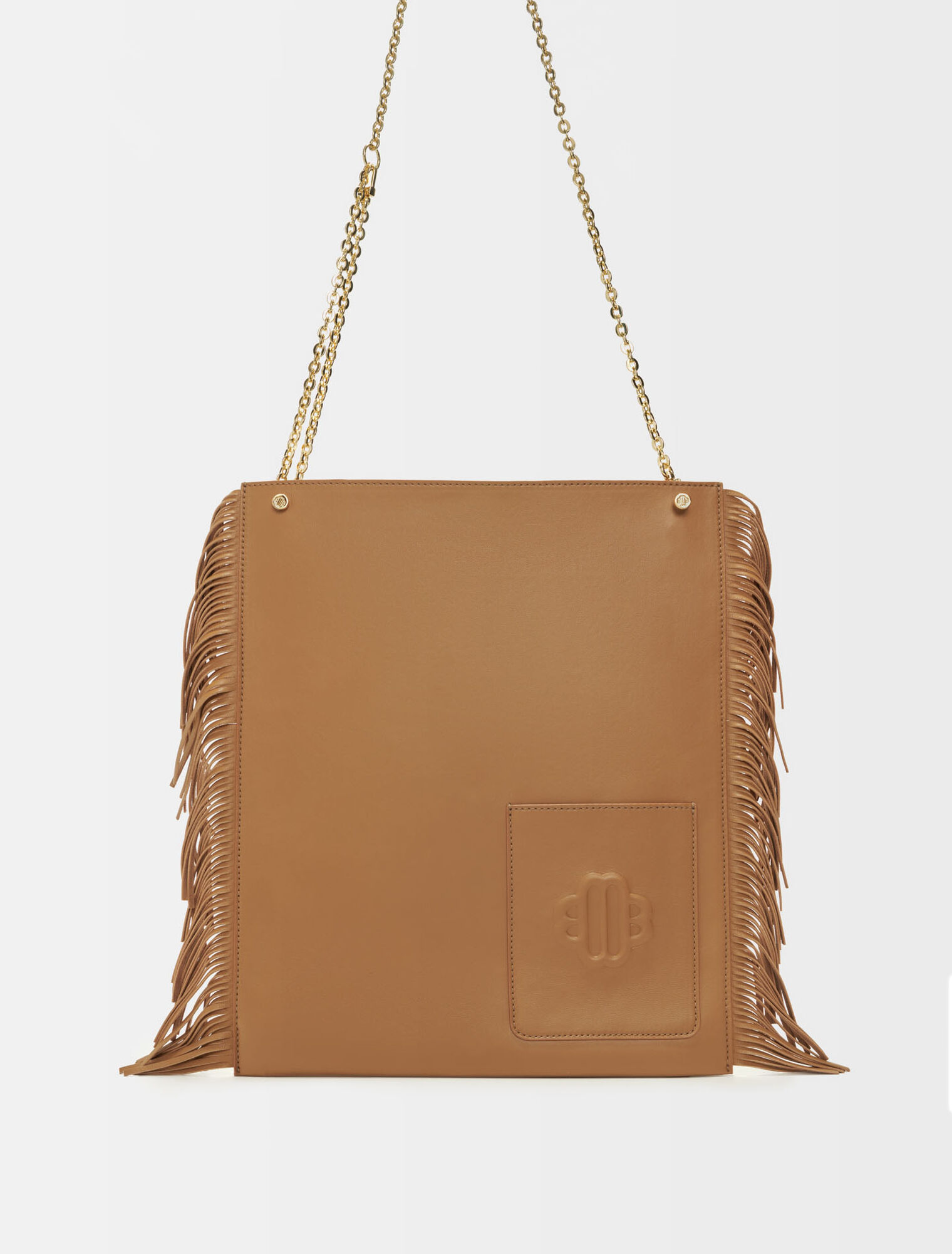 Clover leather bag with fringing