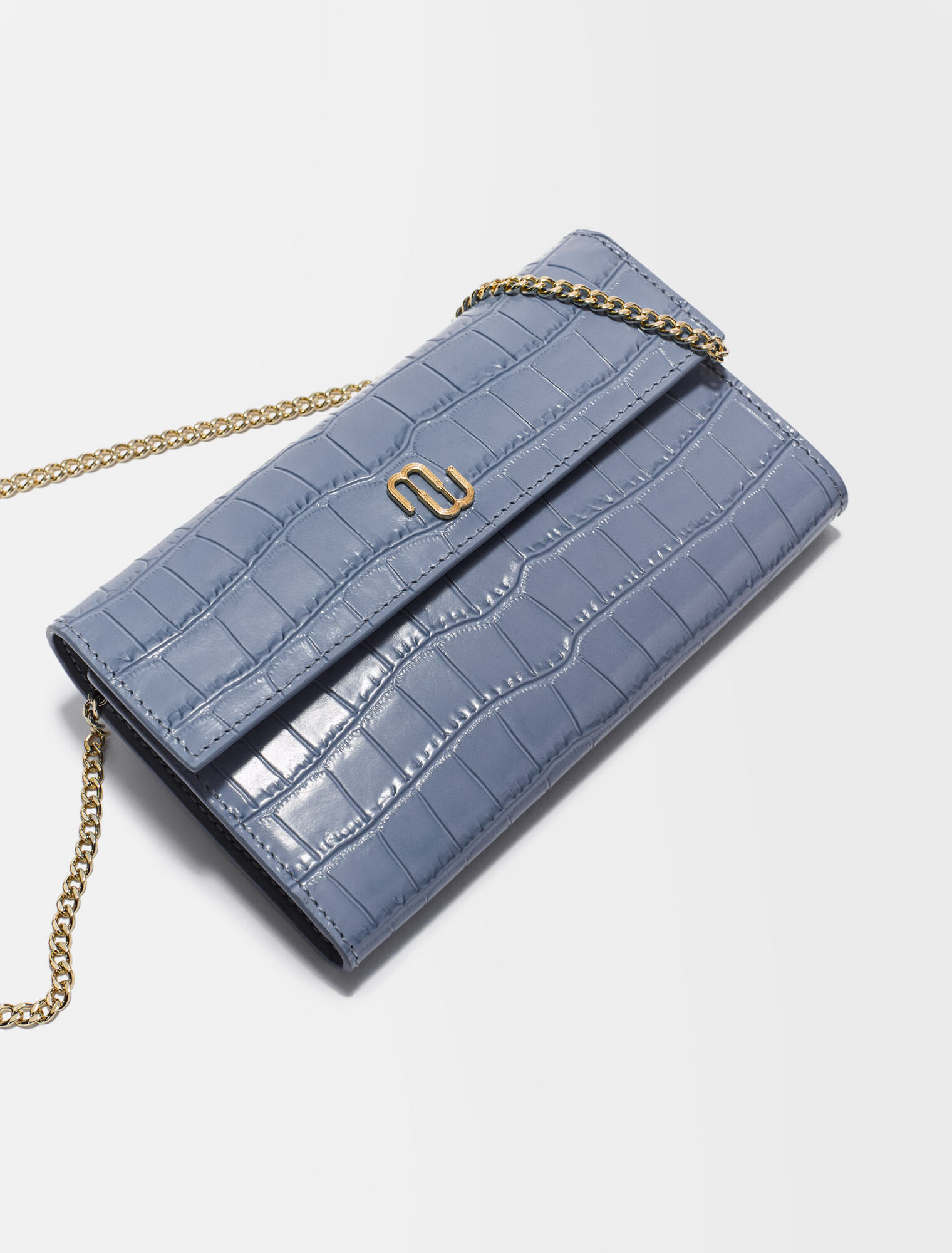 Portefeuille croco avec chaîne