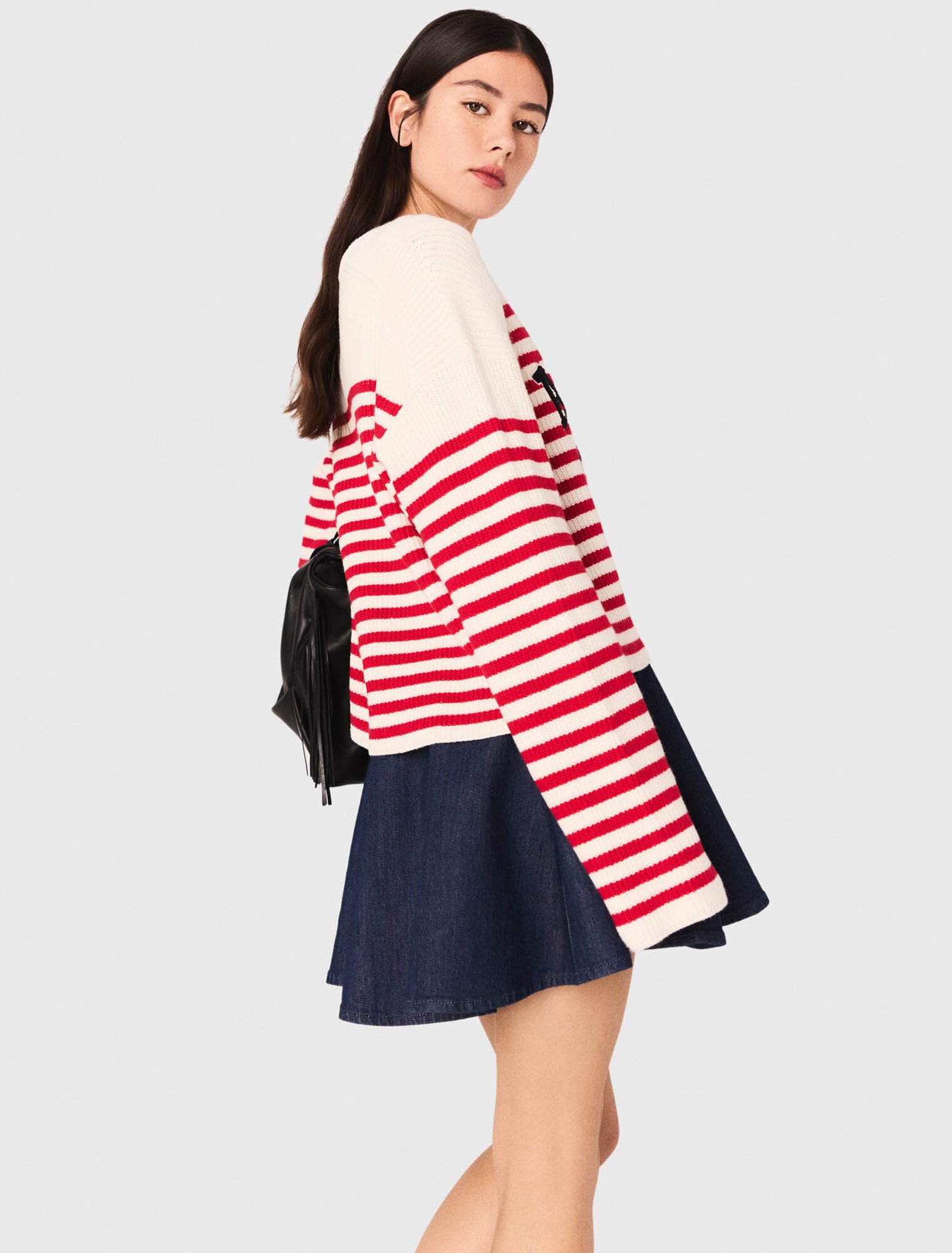 Pull en maille côtelée à rayures