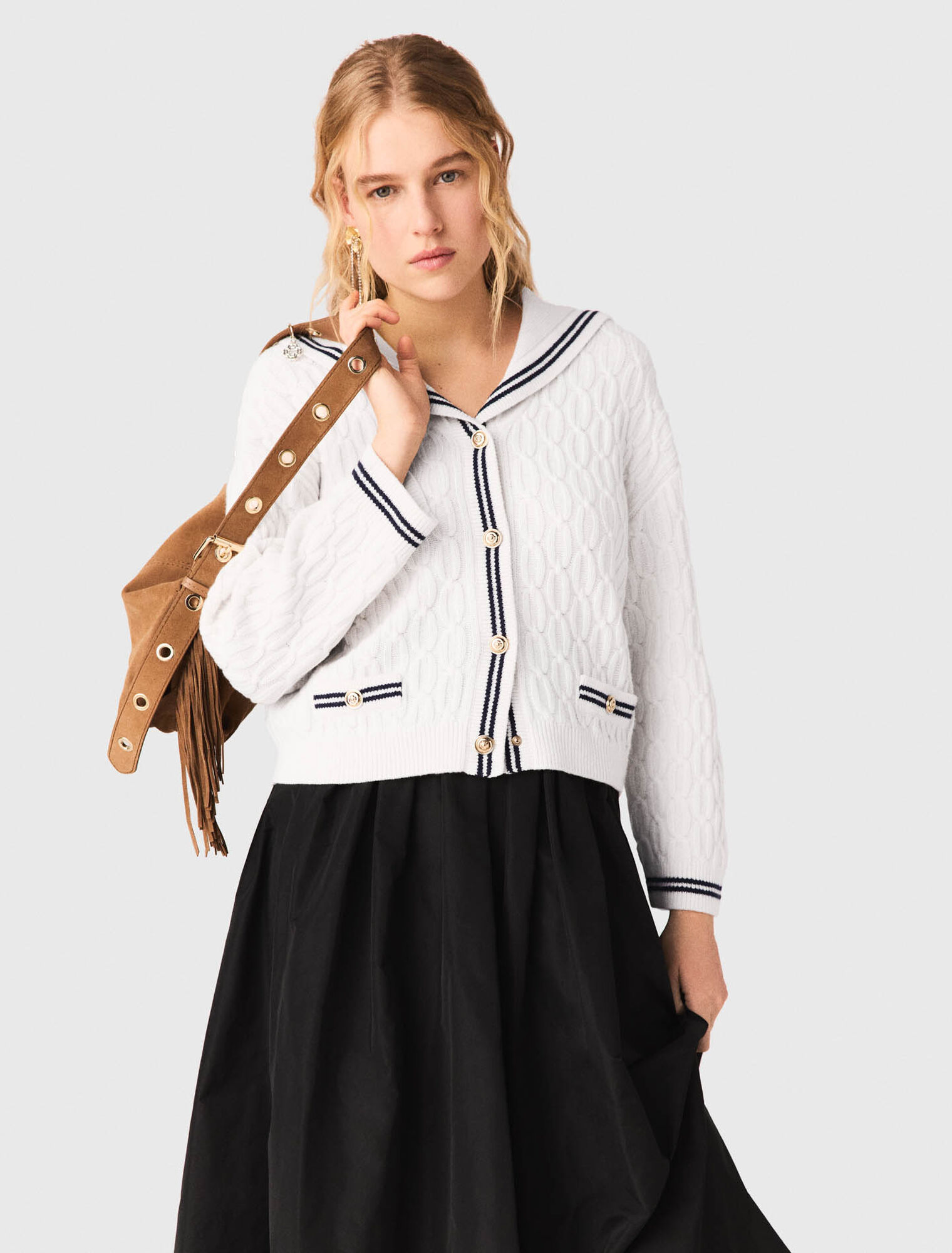 maxi skirt with contrast waistband