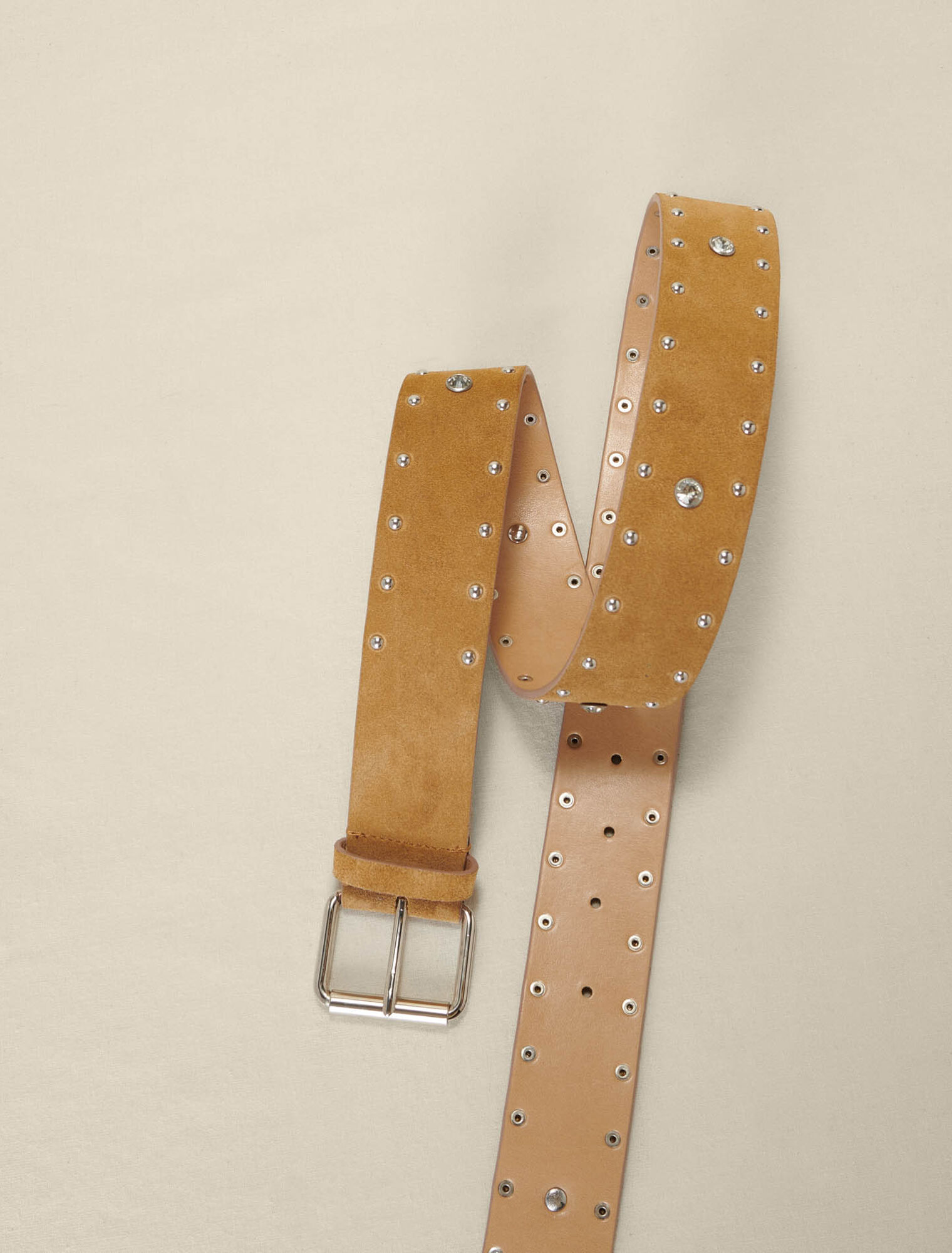 Studded suede leather belt