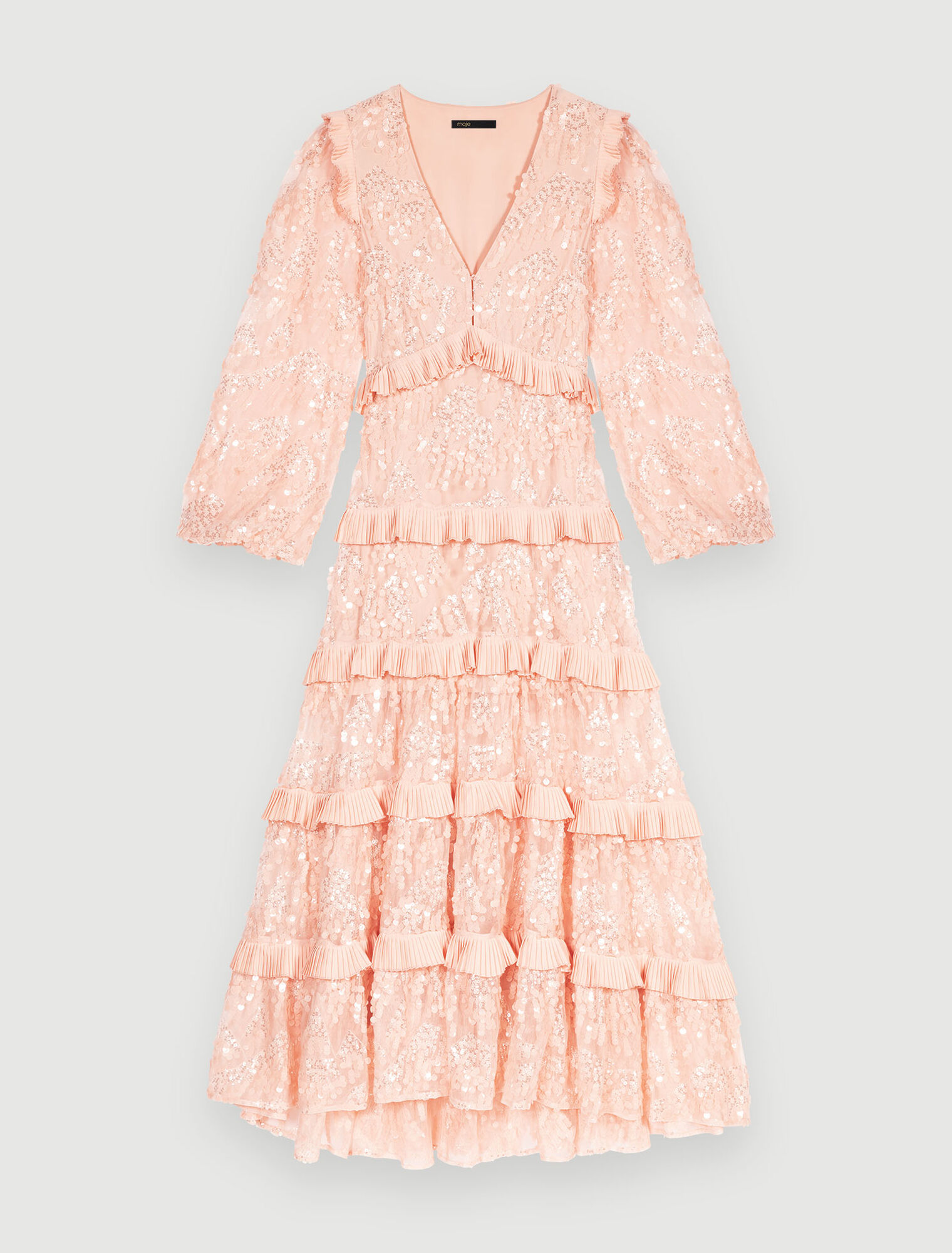 Robe longue à volants et paillettes