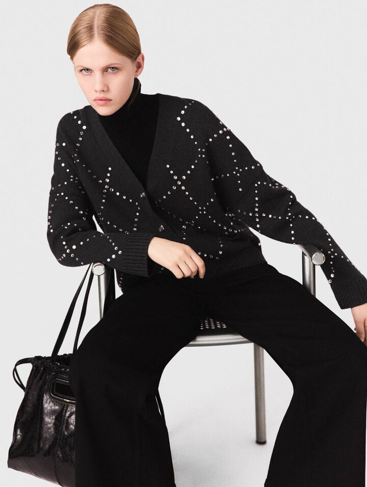 Cardigan à carreaux strassé
