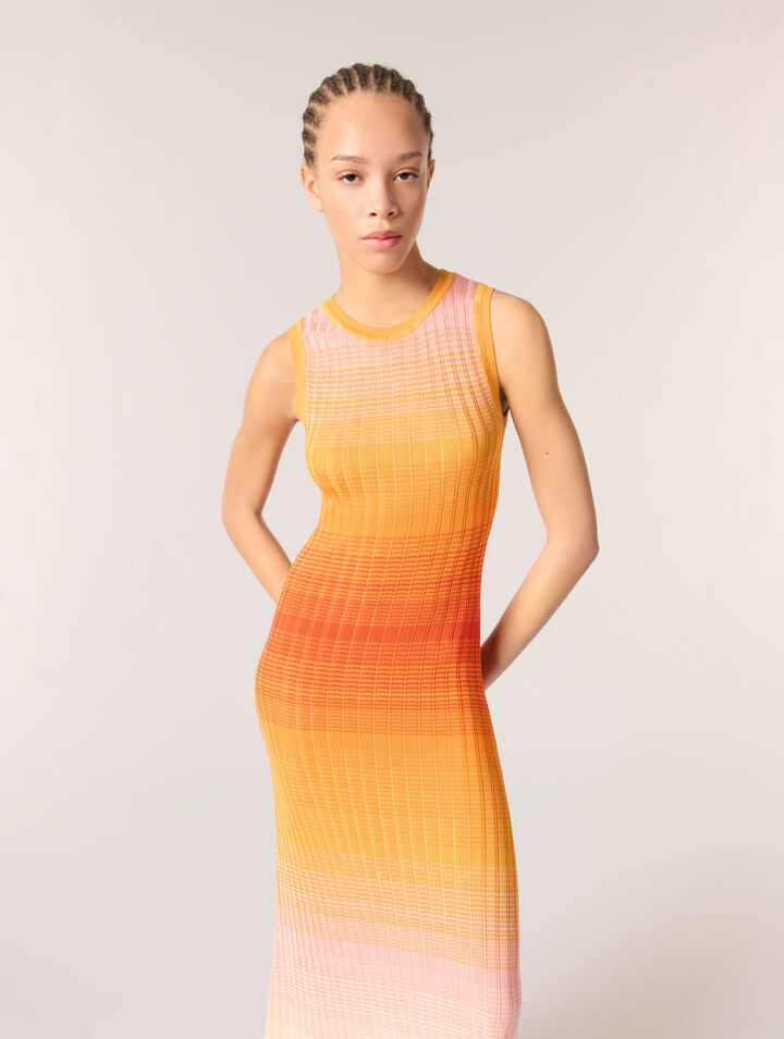 Robe longue en maille tie&dye
