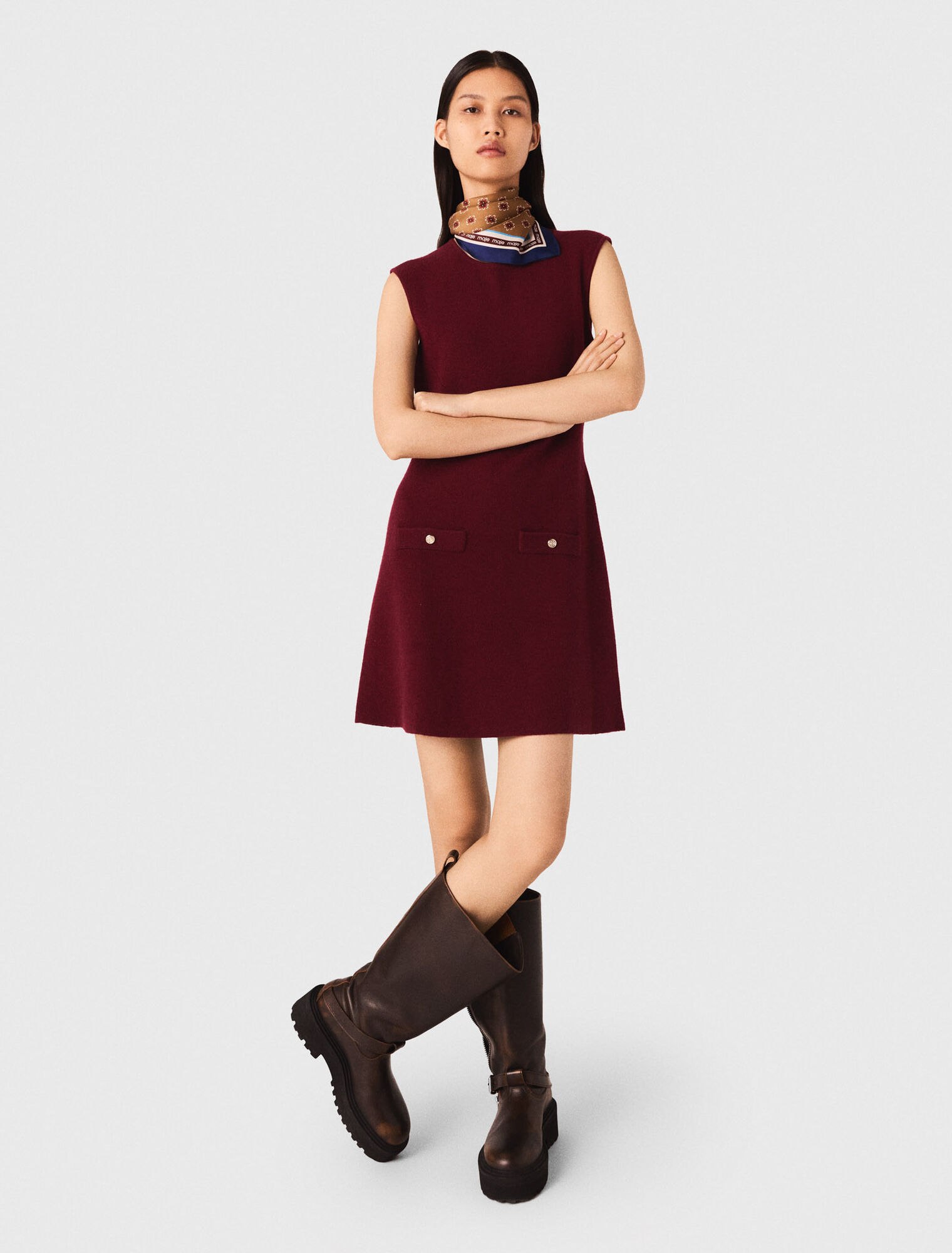 Knit dress with removable sweater