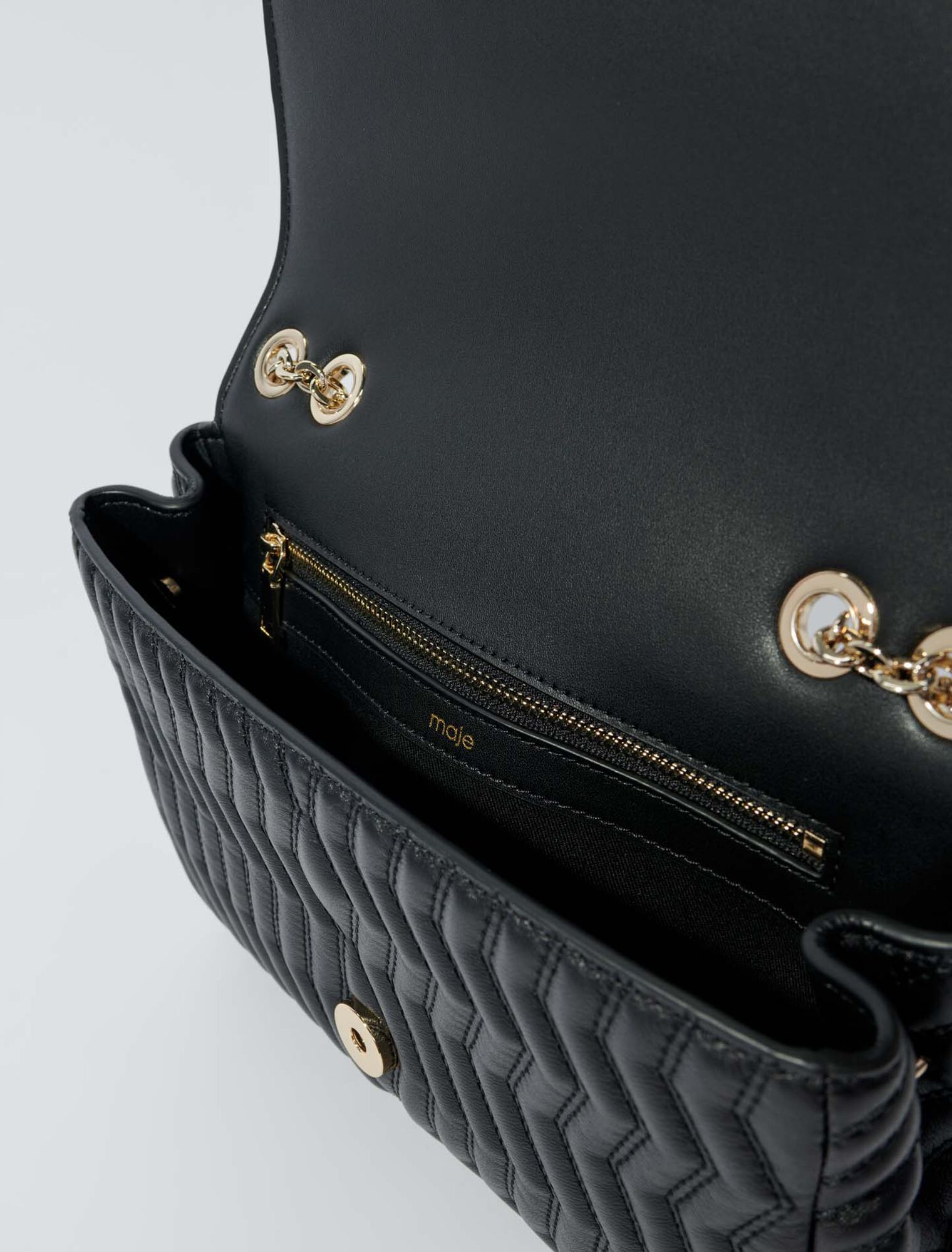 Leather bag with chain strap