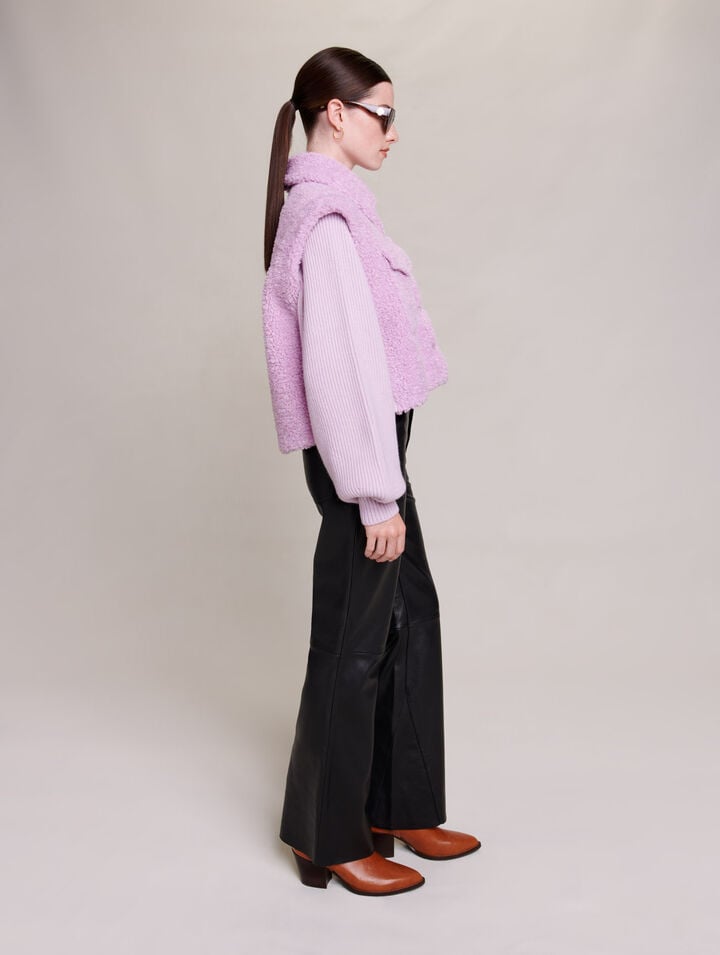 Blouson en fausse fourrure et maille