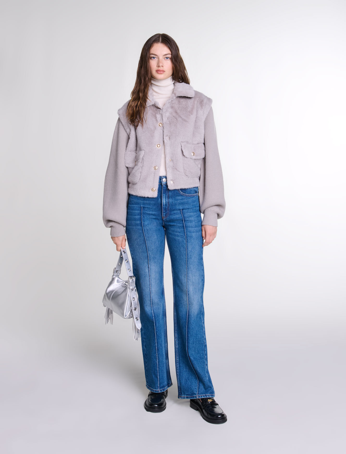Dual pocket faux fur jacket new arrivals