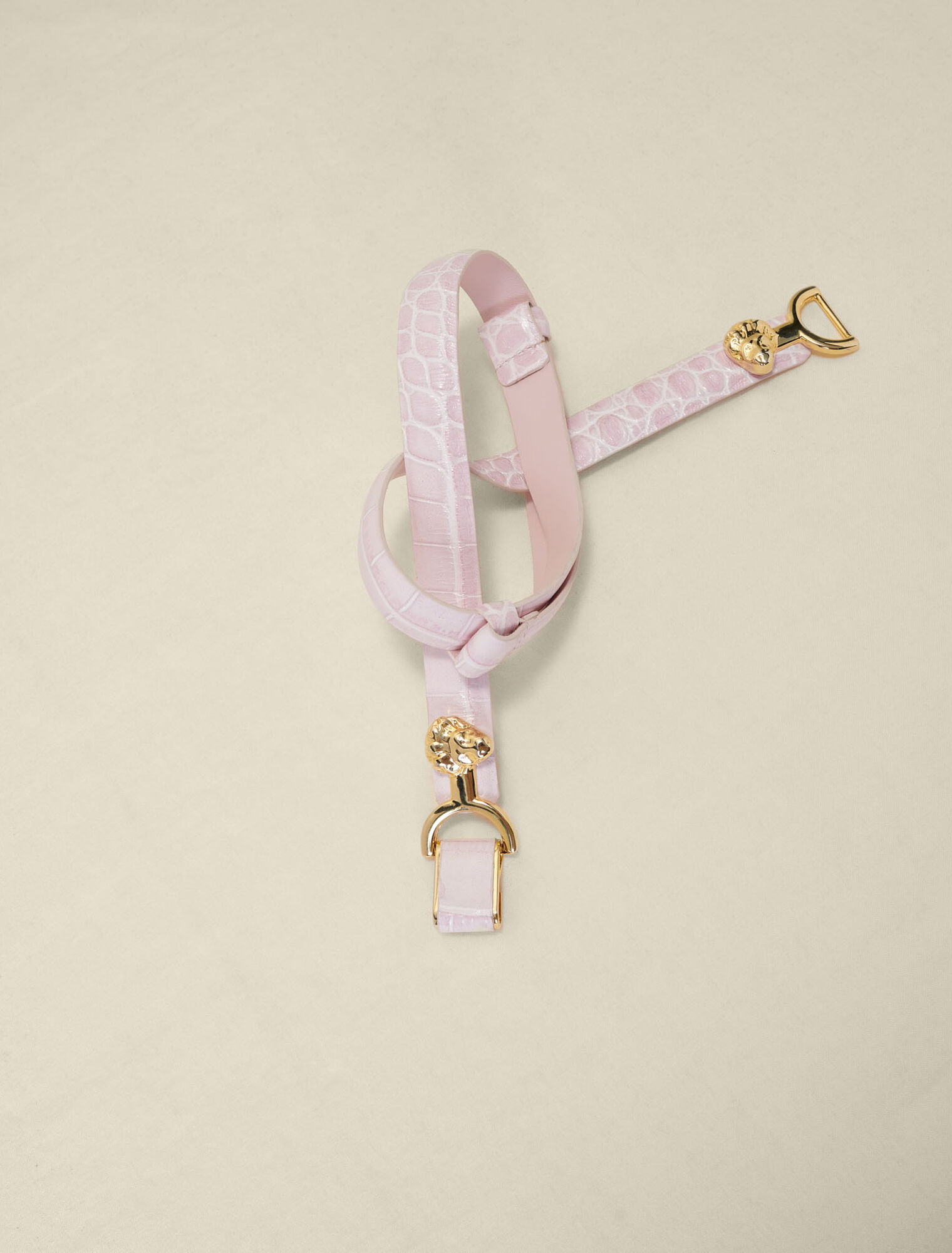 Ceinture fine en cuir à mors lion